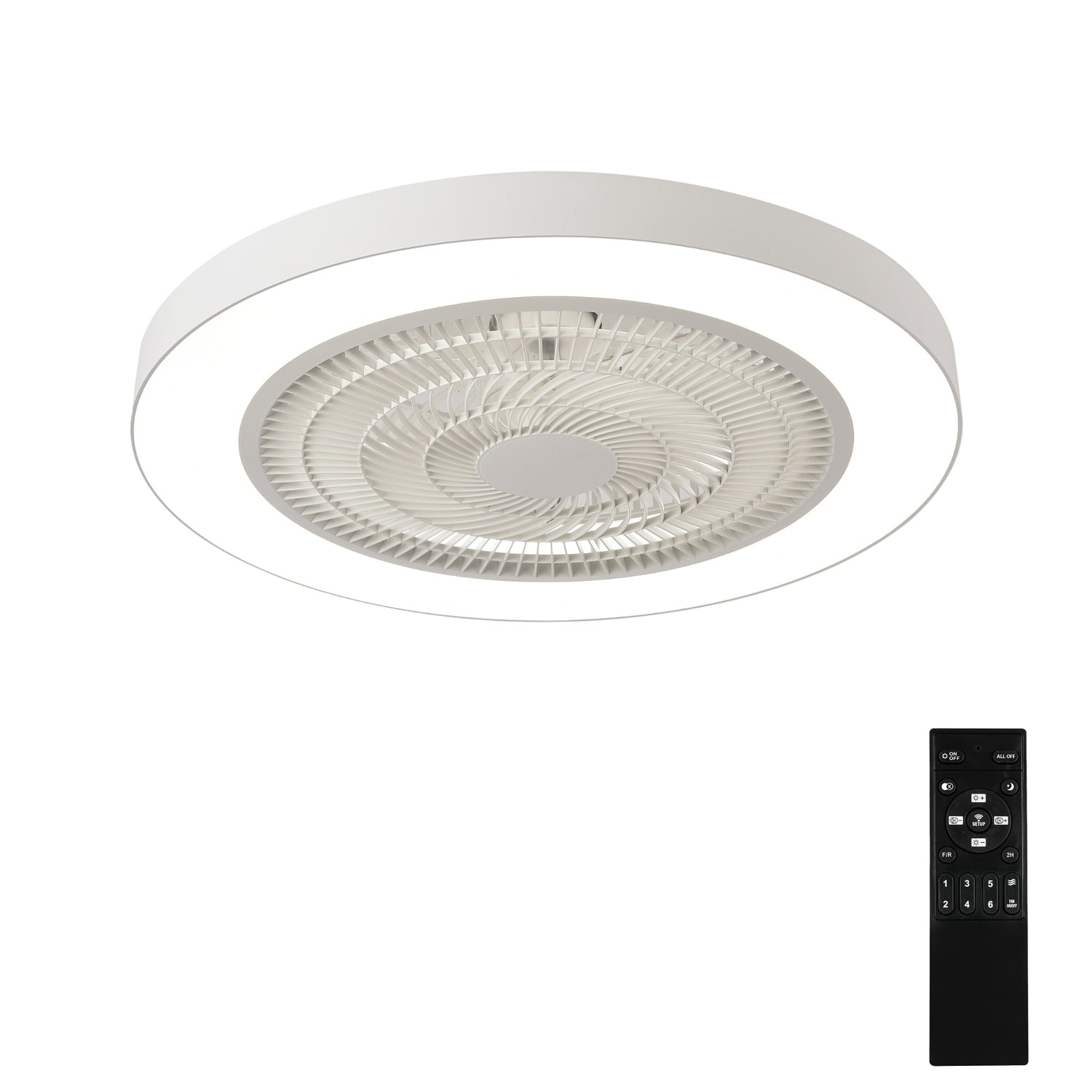 Lirago Enclosed Flush Mount Ceiling Fan with LED Light Matte White 6 Speed Reversible Quiet DC Motor Remote Control for Bedroom Living Room Kitchen