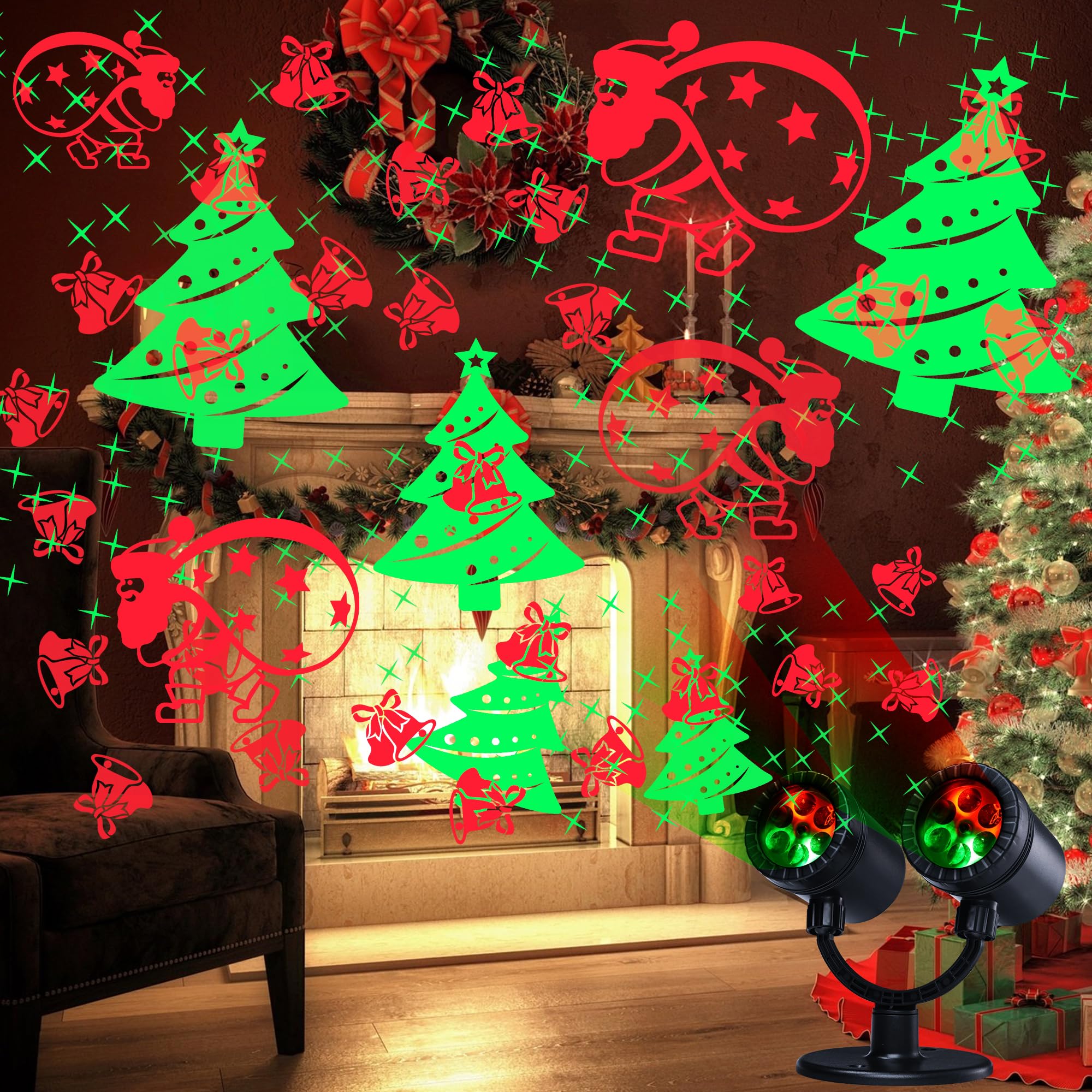 Vrbgify  Christmas Lights Projector with Timer Dynamic LED Xmas Tree Santa Claus Jingle Bells for New Year Party Garden Wall Outdoor Indoor