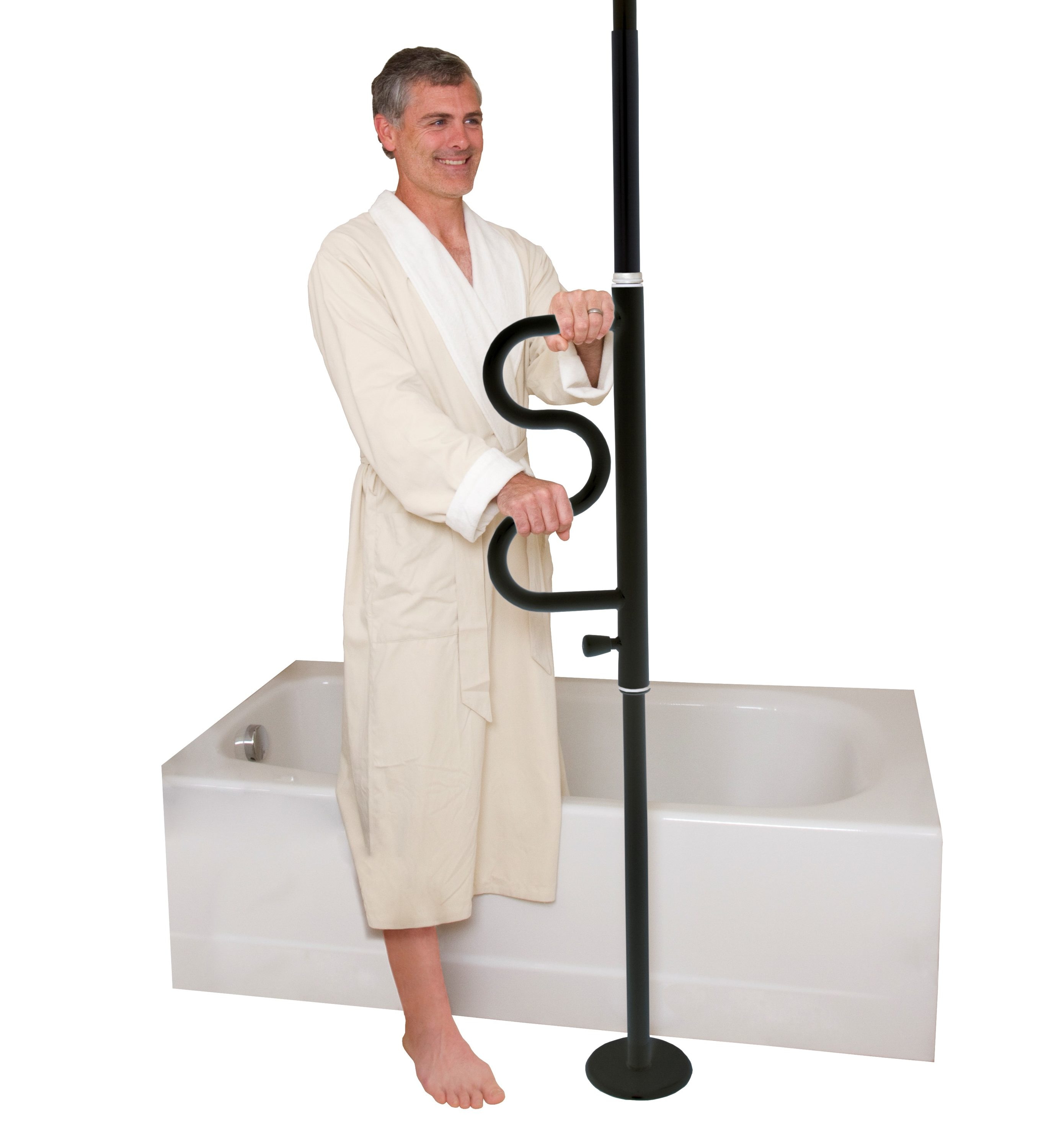 Stander Adjustable Height White Toilet Safety Rails with Rotating