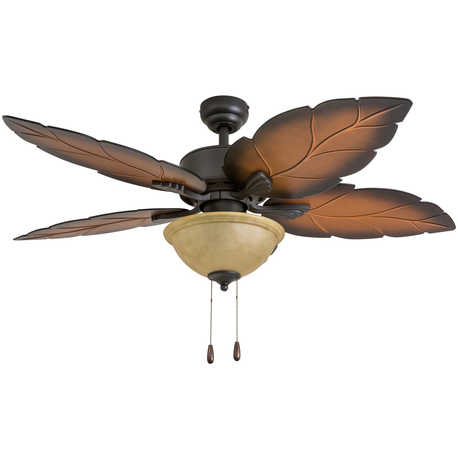 Prominence Home 50689-26 Florida Keys 52-in Tropical Bronze Indoor Downrod or Flush Mount Ceiling Fan with Light and Remote (5-Blade)