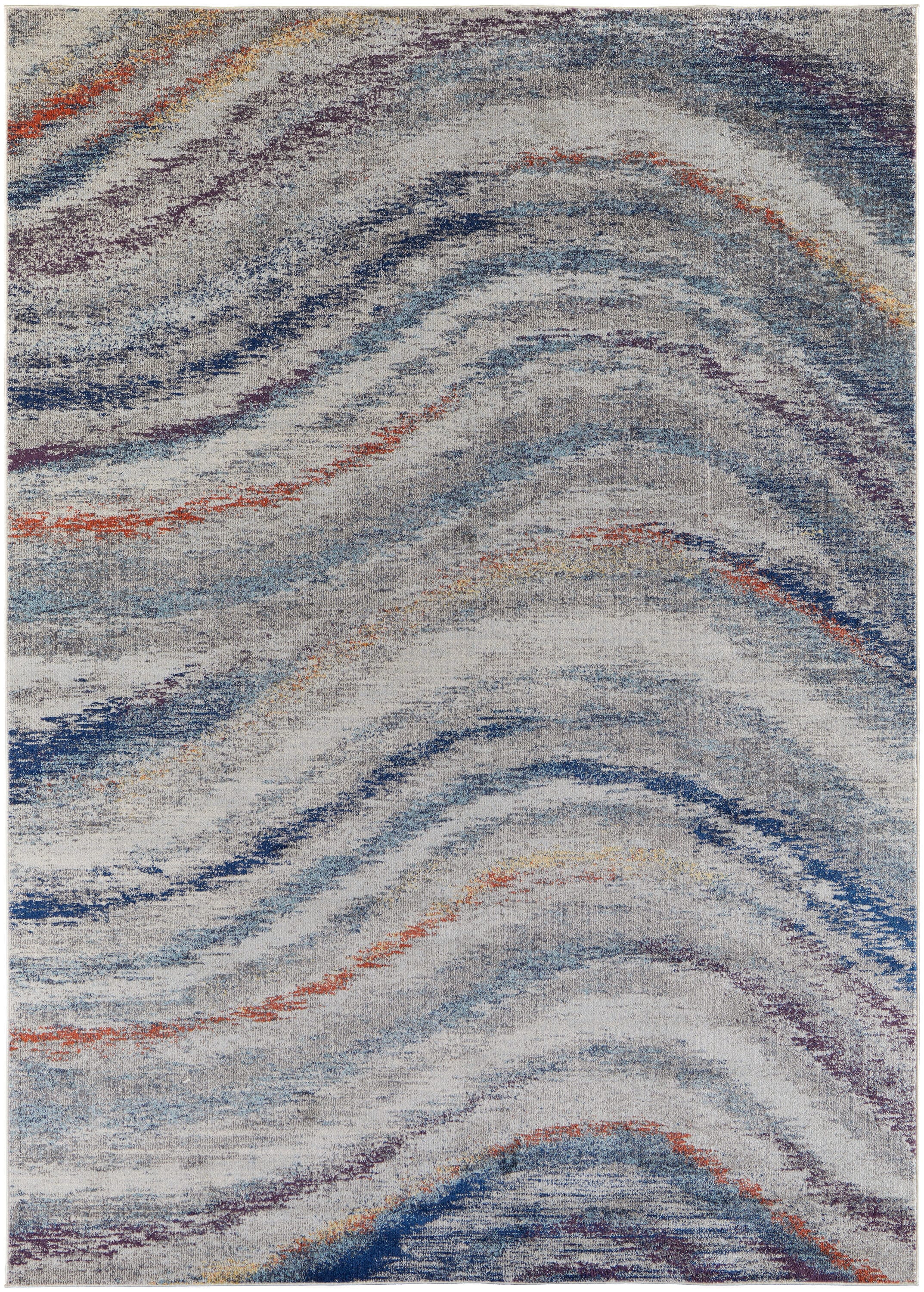 Room Envy EDGR39INMLTGRYP00 2 X 3 (ft) Blue/Gray/Orange Indoor Abstract Area Rug