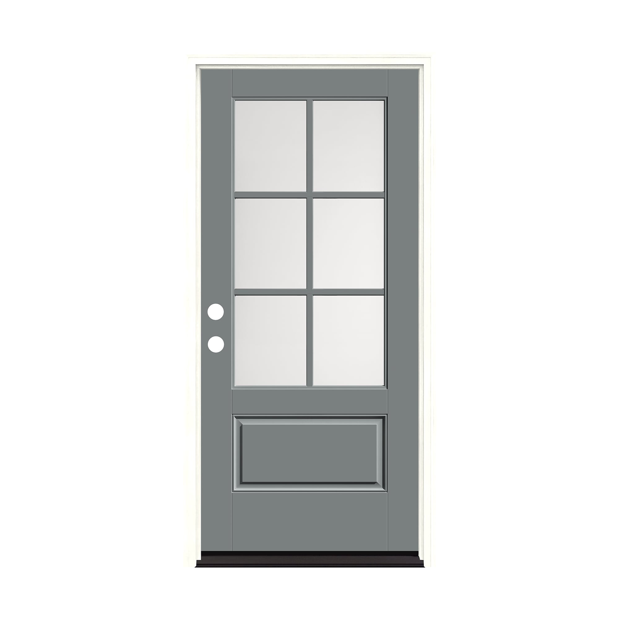 Therma-Tru 36-in x 80-in Fiberglass 3/4 Lite Painted Prehung Front Door with Brickmould Insulating Core