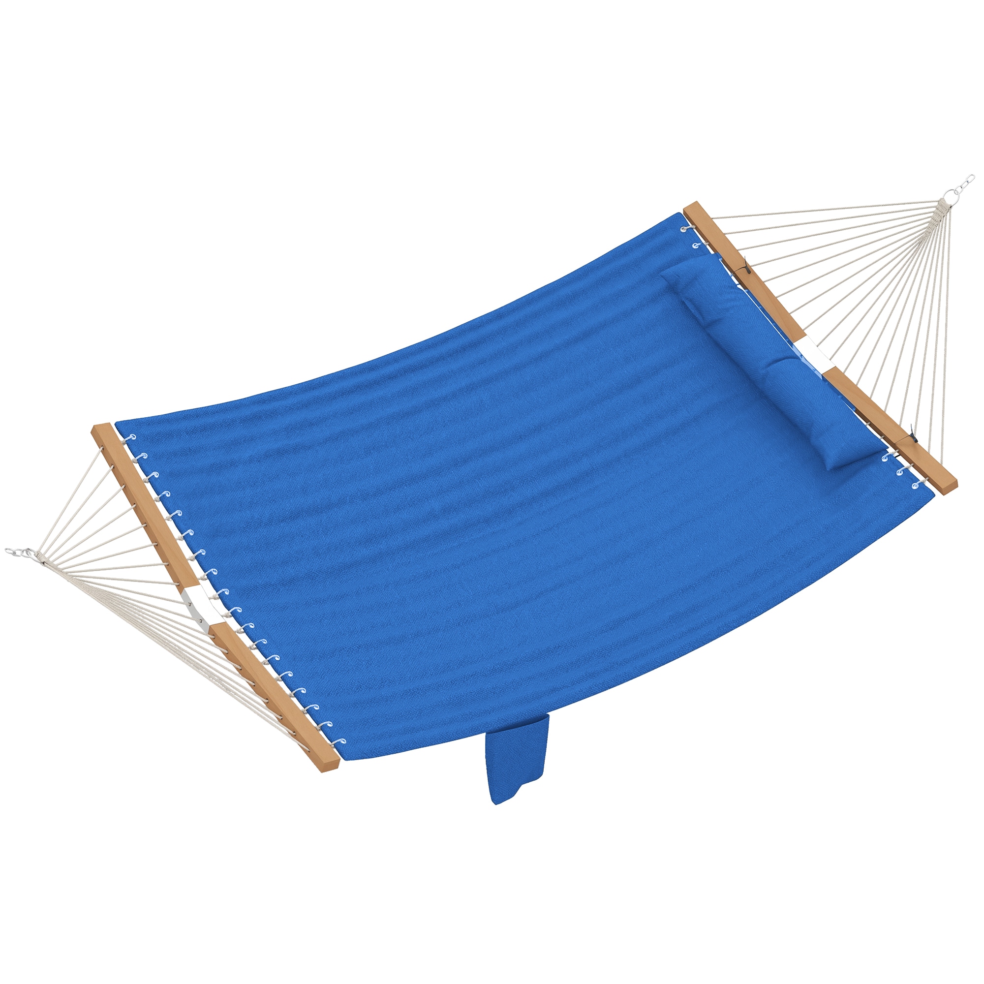Outsunny 84A-401V00DB Outdoor Hammock 2 Person Hammock with Head Pillow and Pad Wood Spreader Bars 440 lbs Capacity for Patio Yard Garden 128in x 55in Navy Blue