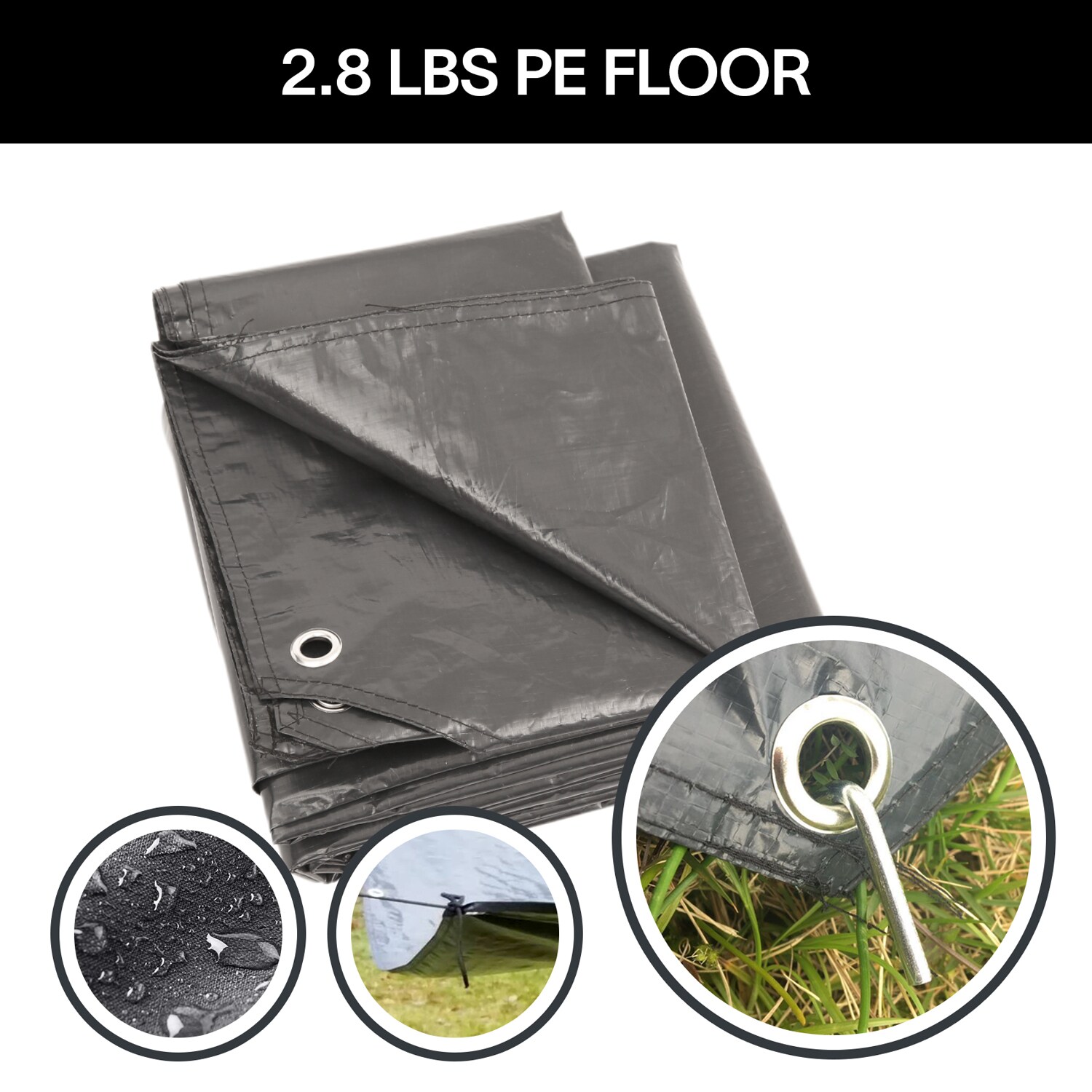 Waterproof PE Tarp Floor Mat For Screen House Gazebo
