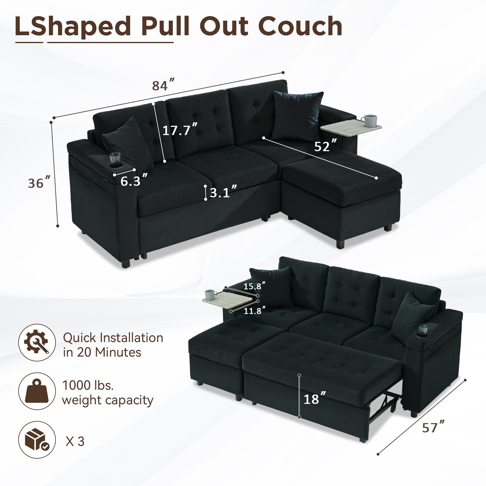 Pocassy GREATANTS-004BKABC Sofas-Loveseats - View #9