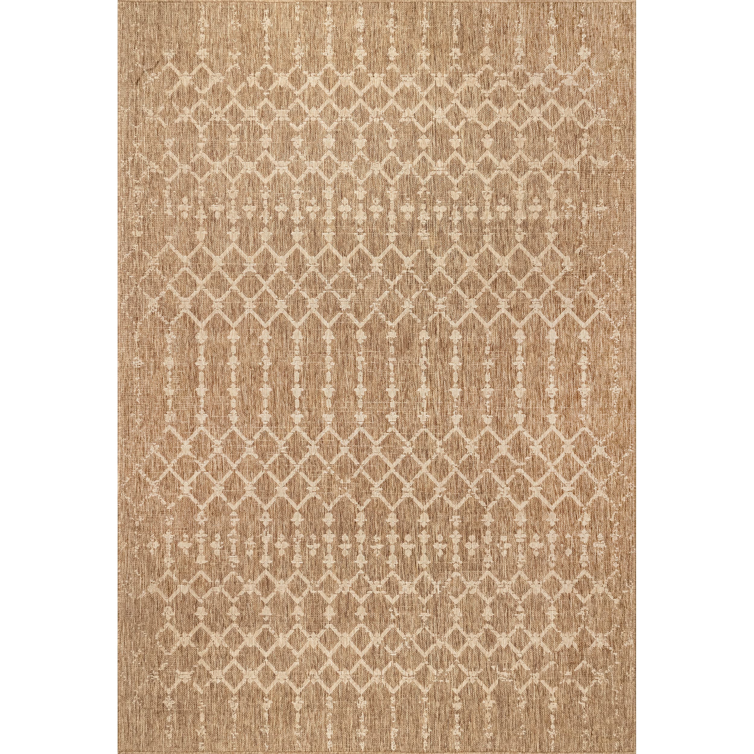 Reversible Easy-Care Beige Synthetic 4' x 6' Indoor/Outdoor Rug