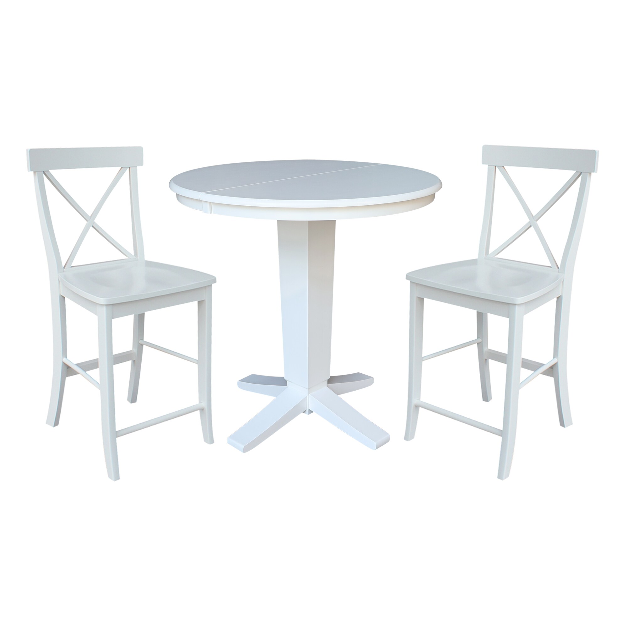 International Concepts K08-36RXT-23-S6132-2 White Traditional Dining Room Set with Round Table ( Seats 4 )