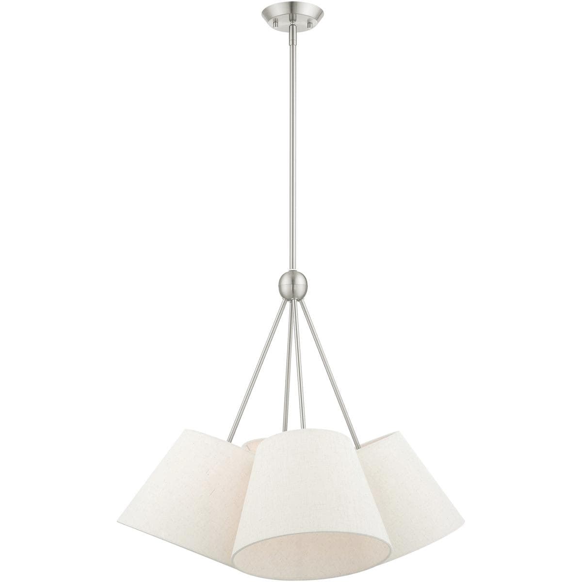 Livex Lighting Prato 4 -Light Brushed Nickel Fabric Steel Chandelier