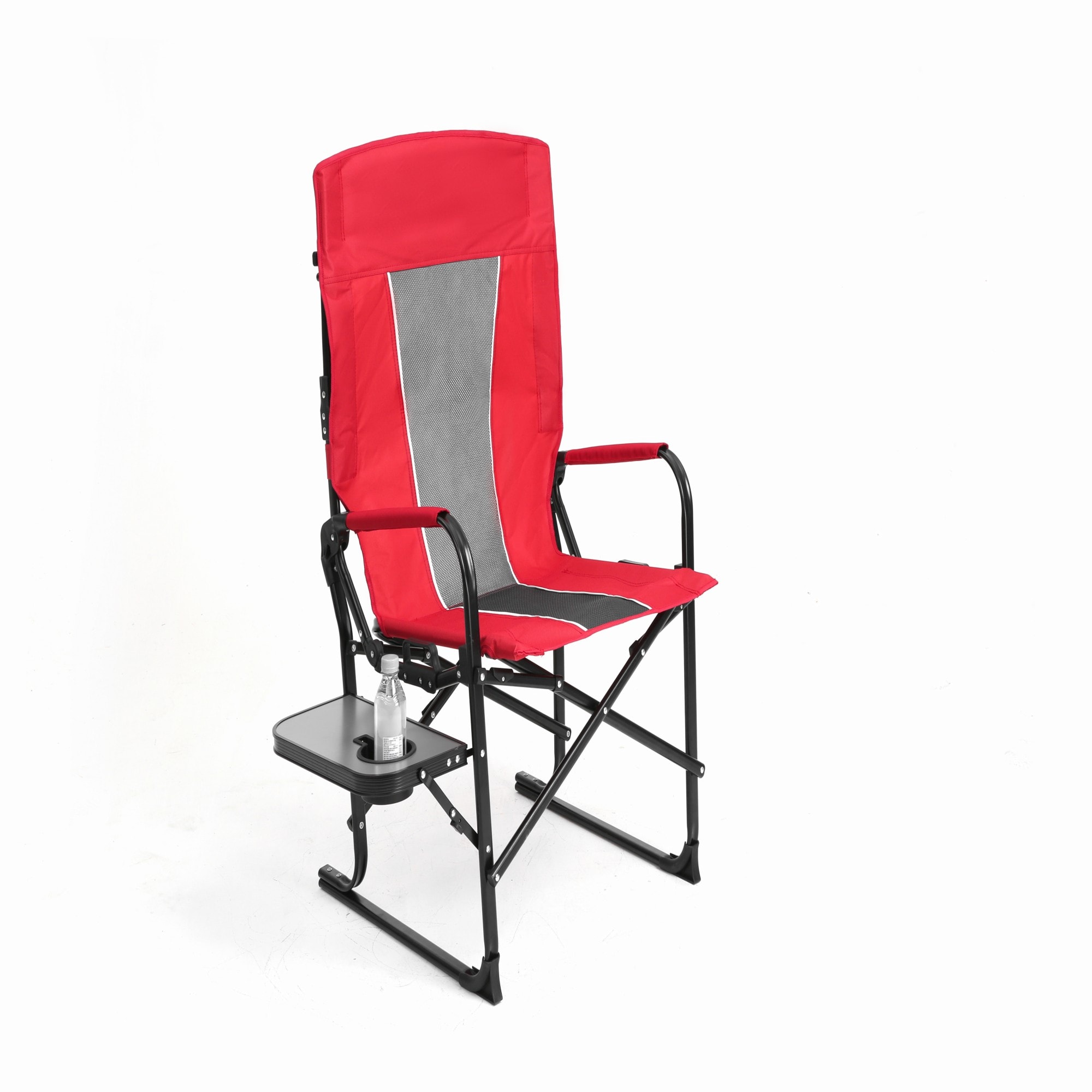Clihome CWCH-OP70302GR Red Steel Frame Stationary Adirondack Chair with Slat Seat