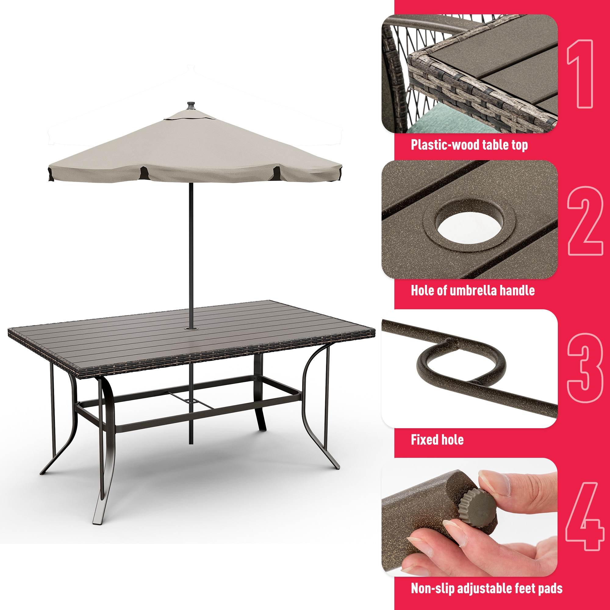 PamaPic TB-CZ-7JT-L-WL1 Patio-Dining-Sets - View #5