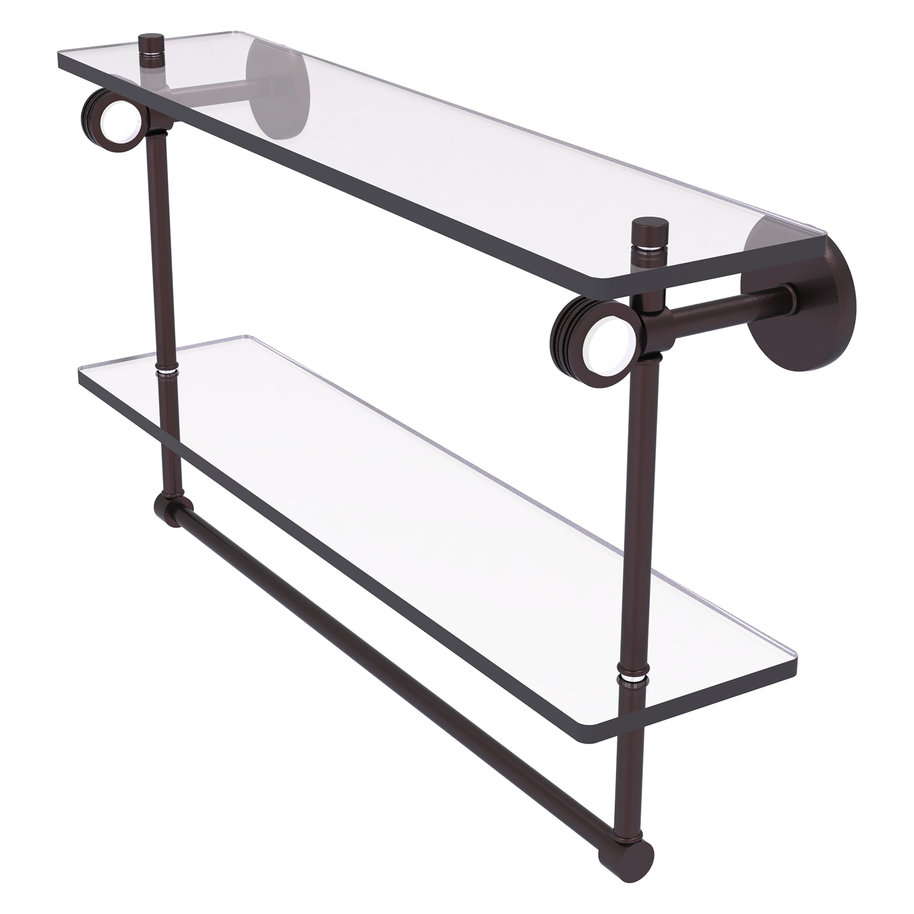 Allied Brass CV-2TBD-22-ABZ Clearview Antique Bronze 2 -Tier Wall mount Bathroom Shelf ( 22-in x 12.8-in x 5-in )