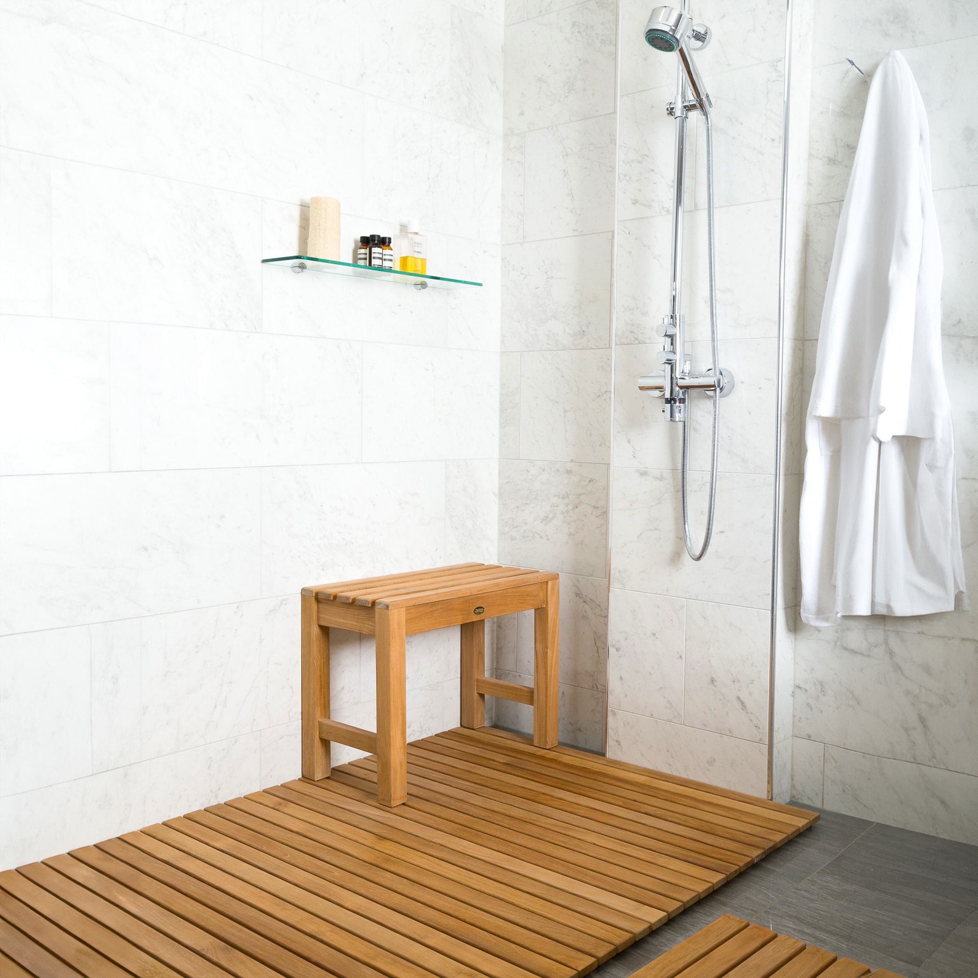 Elegant Teak Spa Safety Shower Bench - 23.5" Height