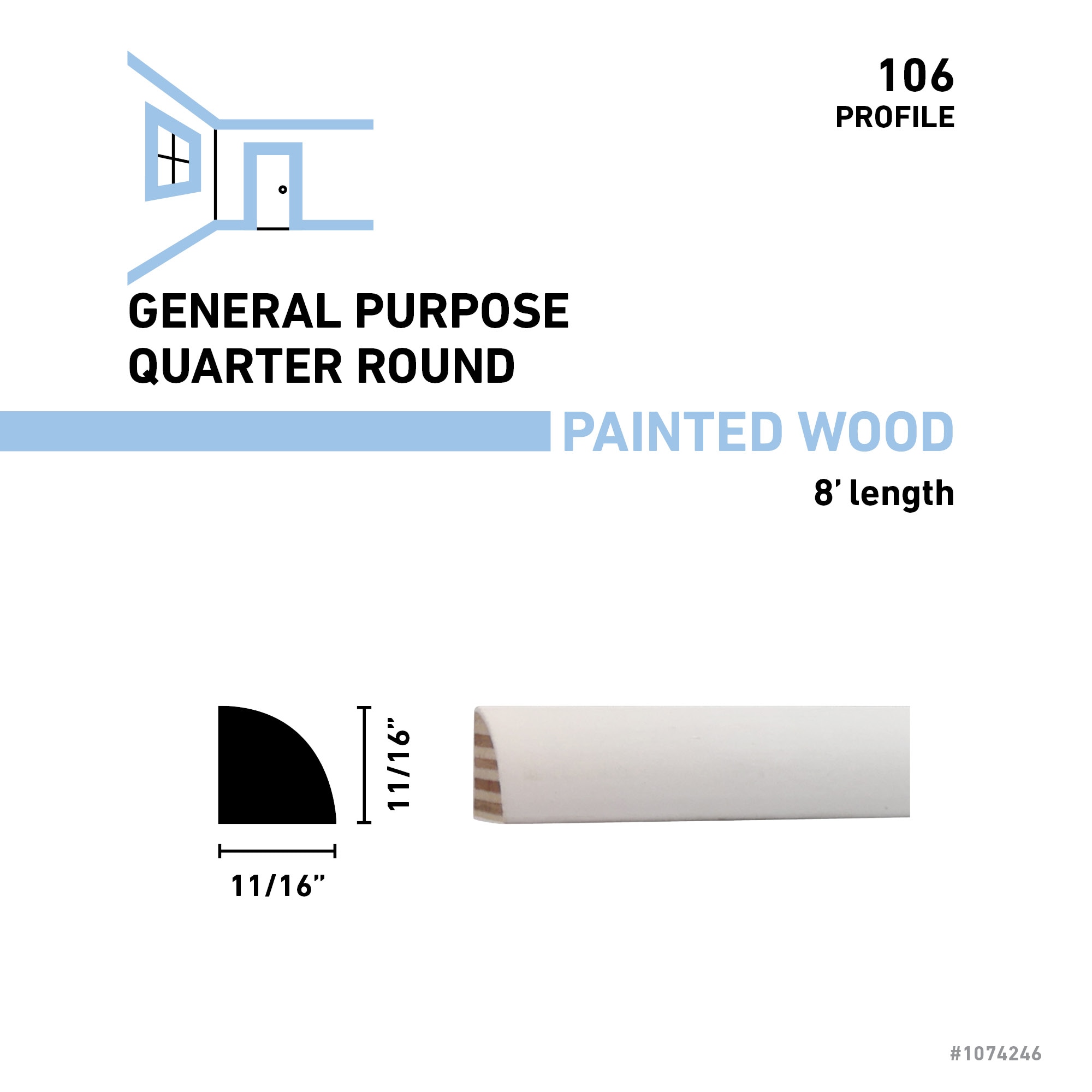 allen + roth 106 8 FJPWH Quarter-Round-Moulding - View #3