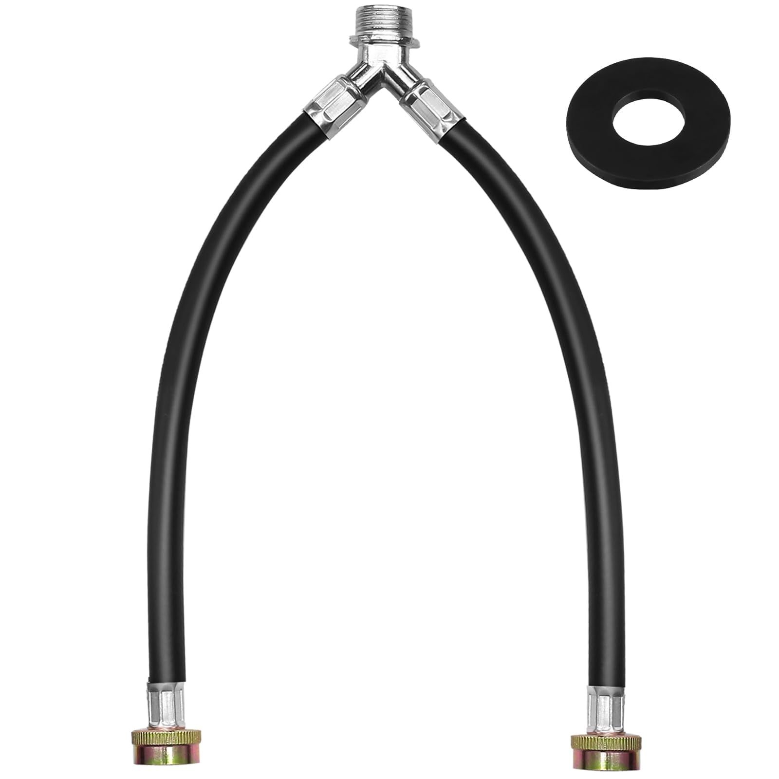 AKSCYZM  12 Inch Rubber Washing Machine Y Mixer Hose with Three Quarter Inch Brass Fitting Y Split Water Hose Connector for Washer and Outdoor