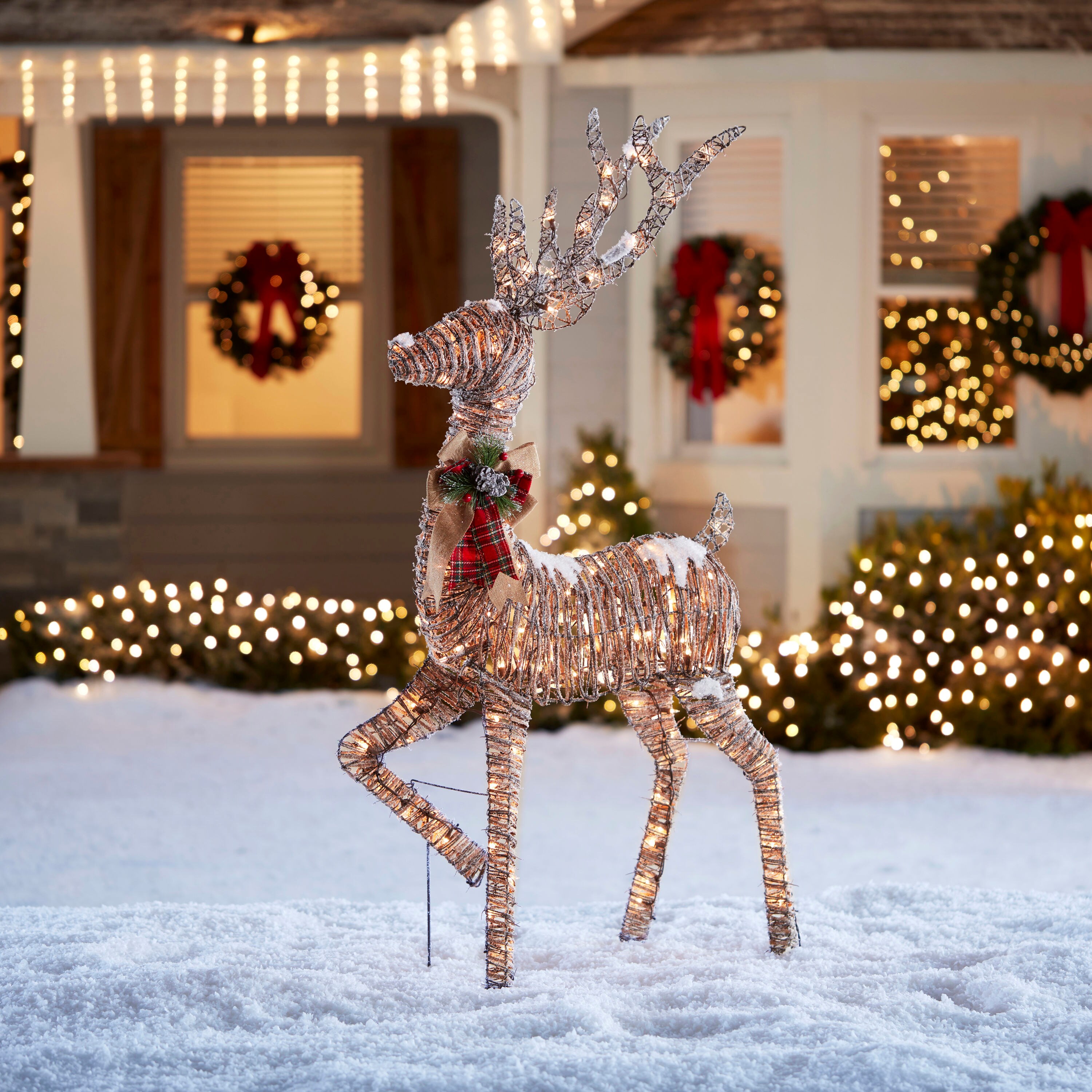 Holiday Living 60-in Deer Free Standing Decoration with Clear ...