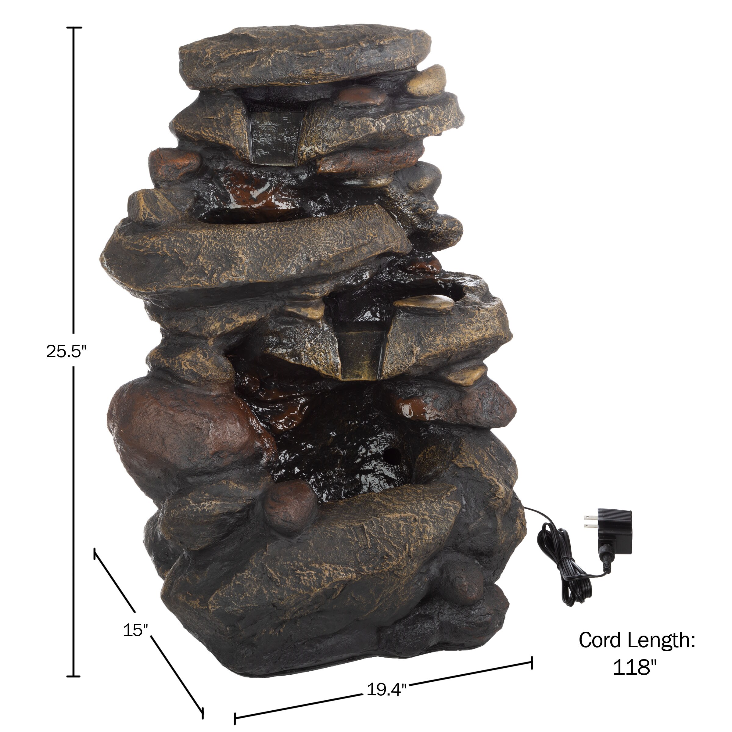 Nature Spring 25.5-in H Resin Water Rock Waterfall Outdoor Fountain ...