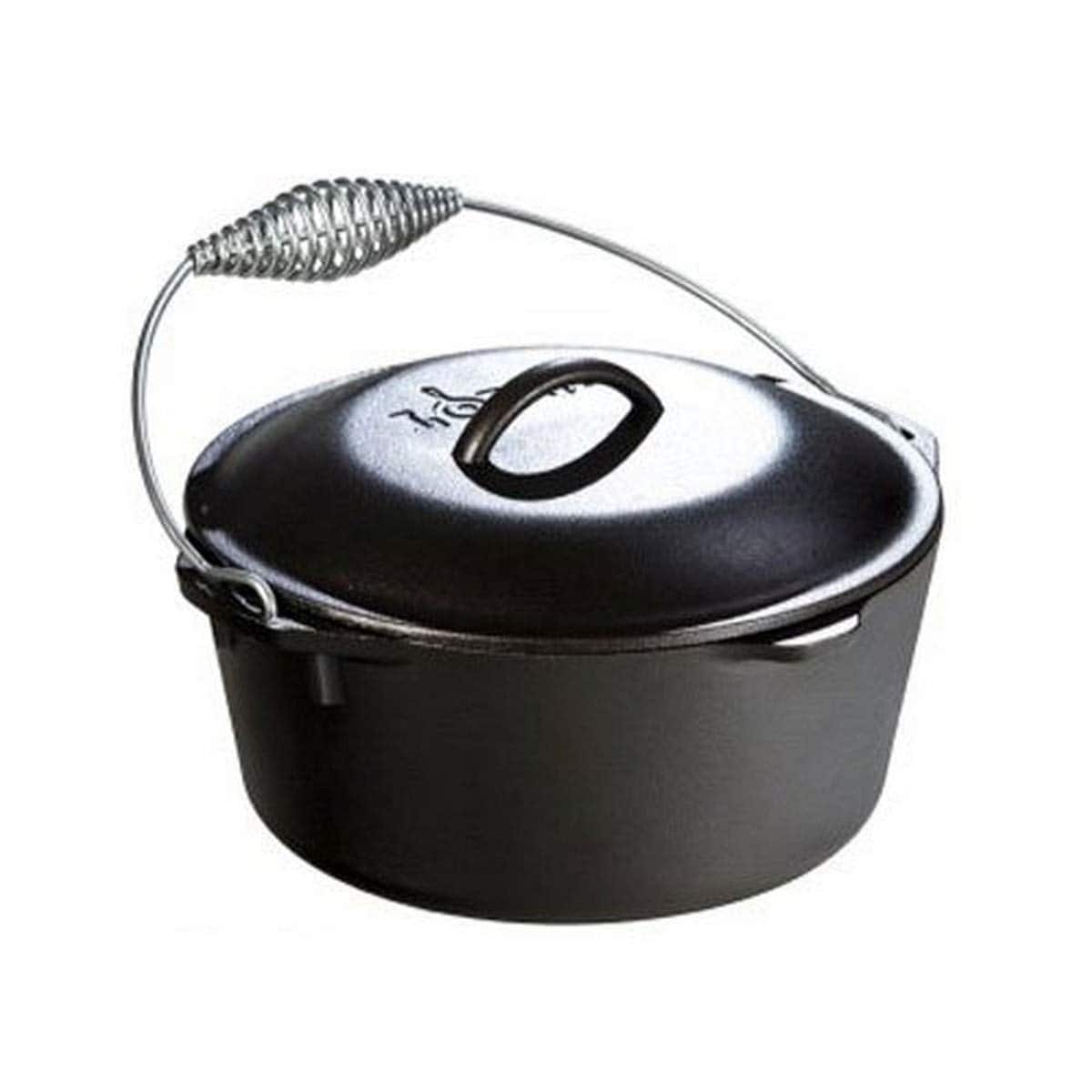 Lodge  5-Quart Pre-Seasoned Cast Iron Dutch Oven with Lid and Wire Bail Handle - Black