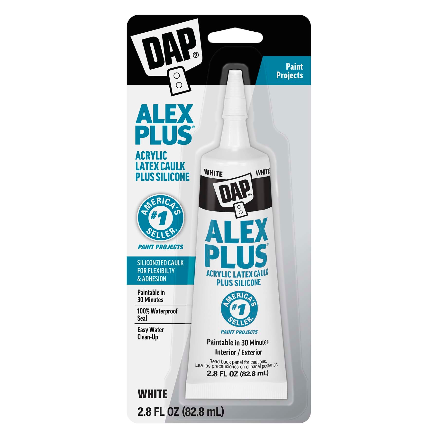 DAP ALEX Plus 2.8-oz Paint and Trim White Paintable Latex Caulk