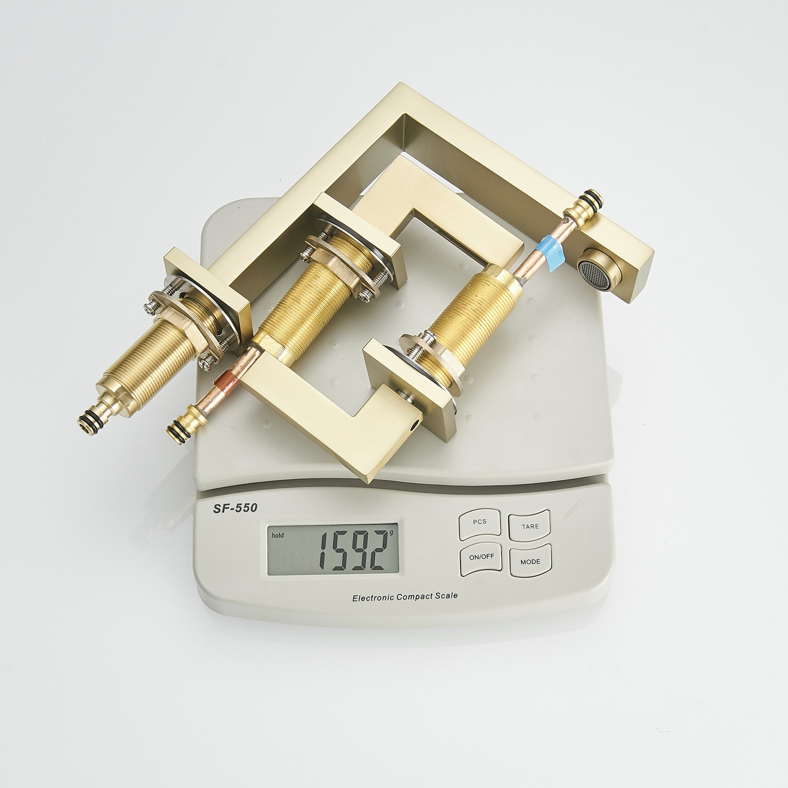 Brushed Gold Modern Widespread Bathroom Faucet with Lever Handles