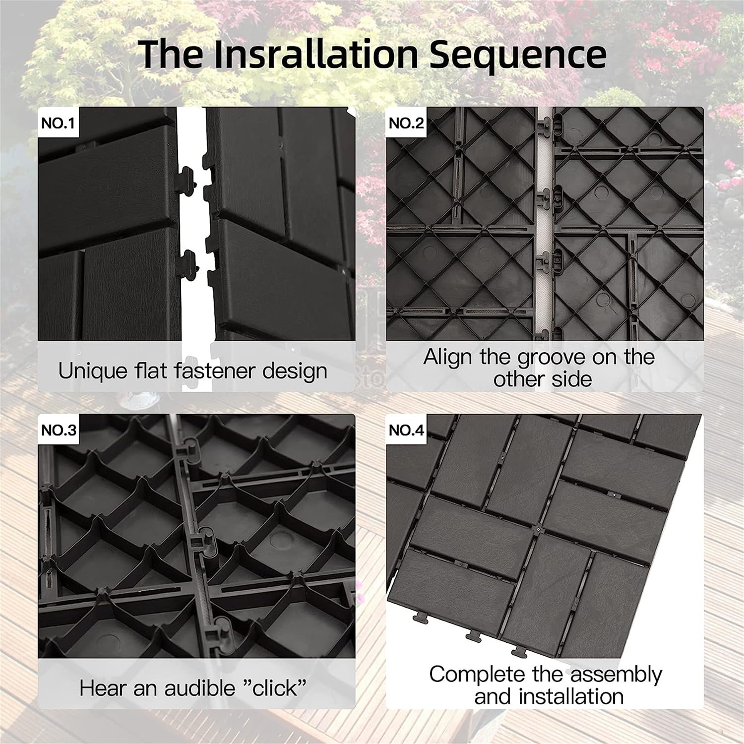 Bybafun 12-in x 12-in 9-Pack Gray Prefinished PVC Deck Tile in the Deck ...