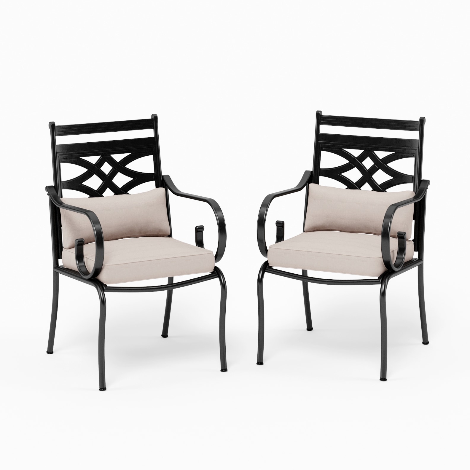 Sunshine Valley PV-405 Set of 2 Black Steel Frame Stationary Dining Chair with Beige Olefin Cushioned Seat