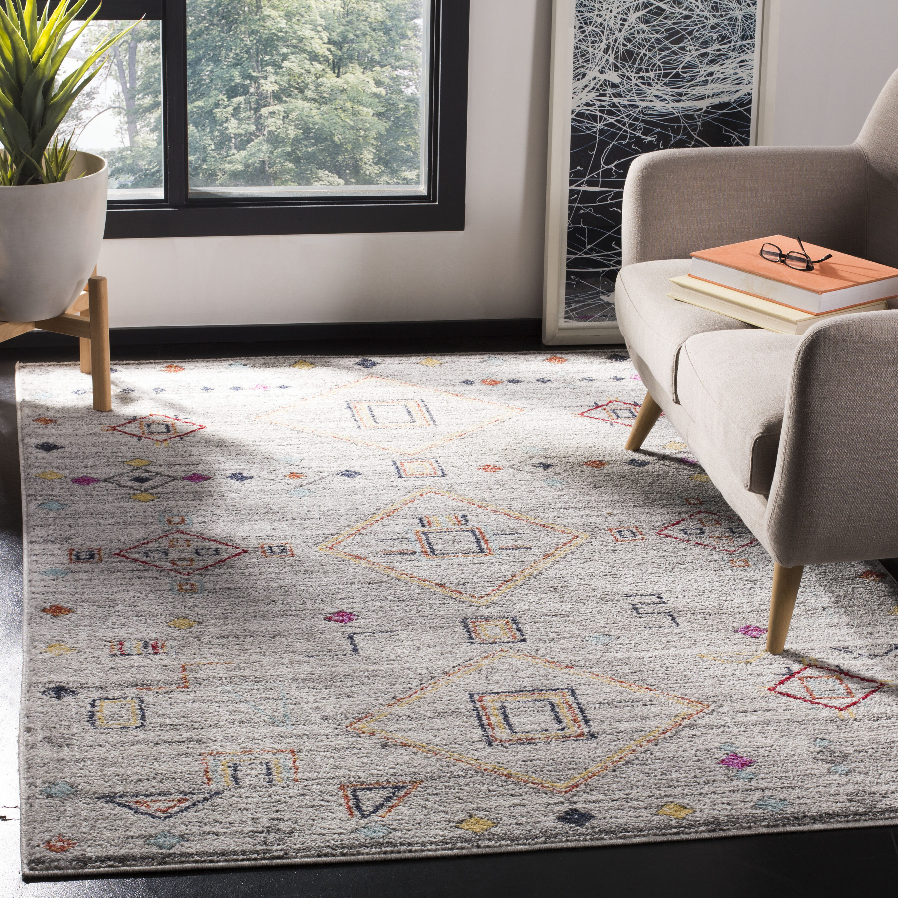 Safavieh - Adirondack 208F Light Grey Red 4ft x 6ft Small Rectangle Rug