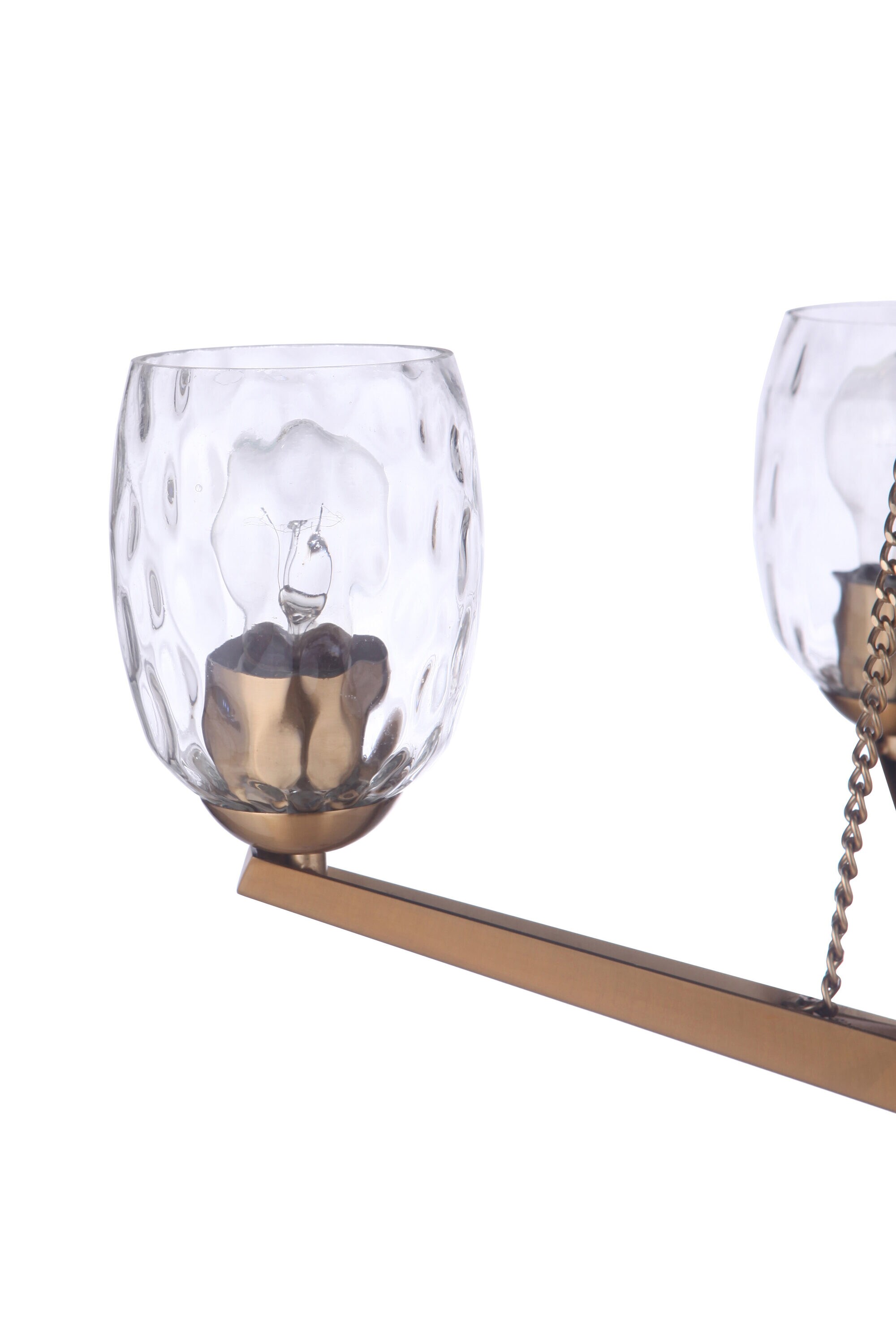 Satin Brass and Crystal 4-Light Chandelier with Water Glass Shades