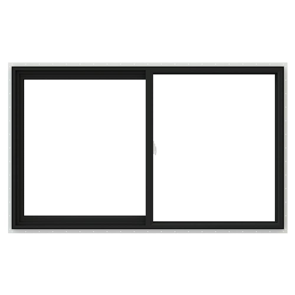 JELD-WEN LOWOLJW232900534 V-2500 59-1/2-in x 35-1/2-in Bronze Exterior White Interior Left-Handed Vinyl Sliding Window Annealed Glass (Full Screen Included)