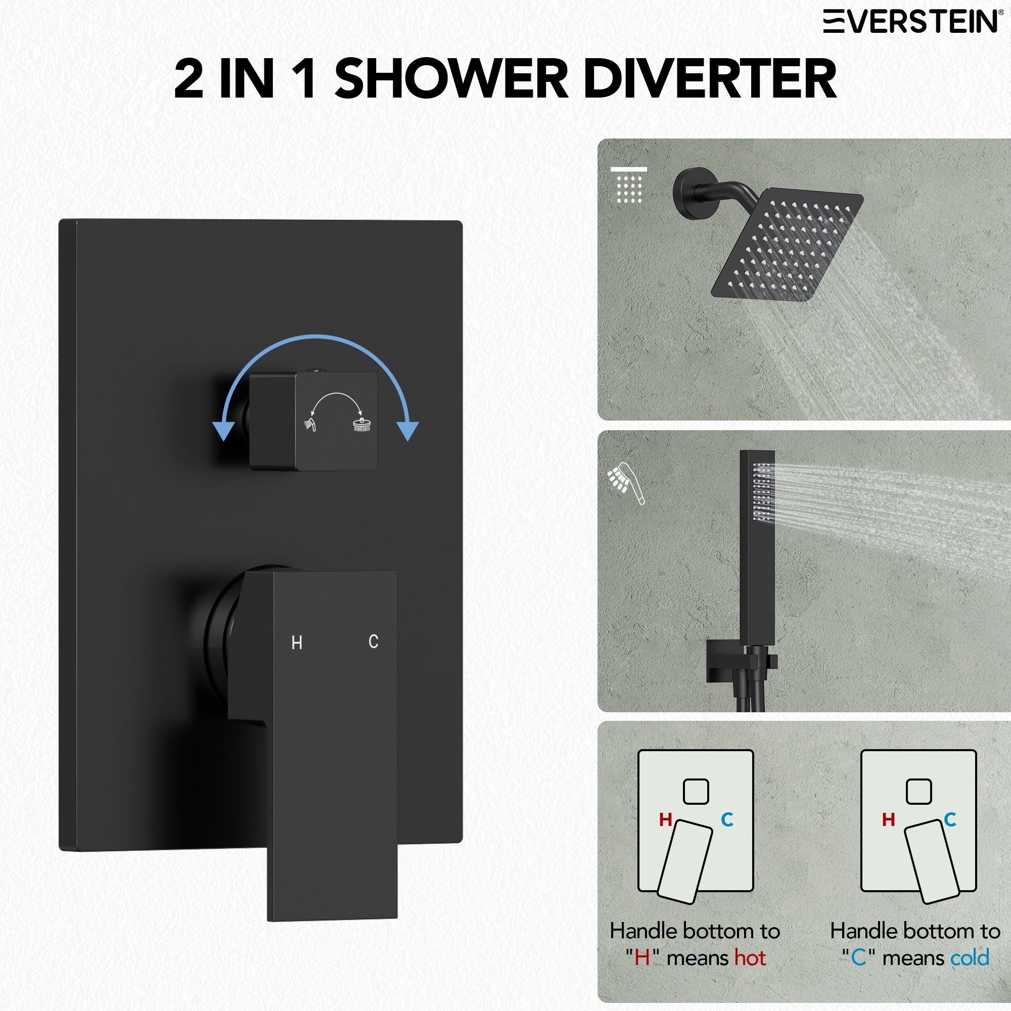 EVERSTEIN Q-909-OTOP Showerhead-Bar-Panels - View #5
