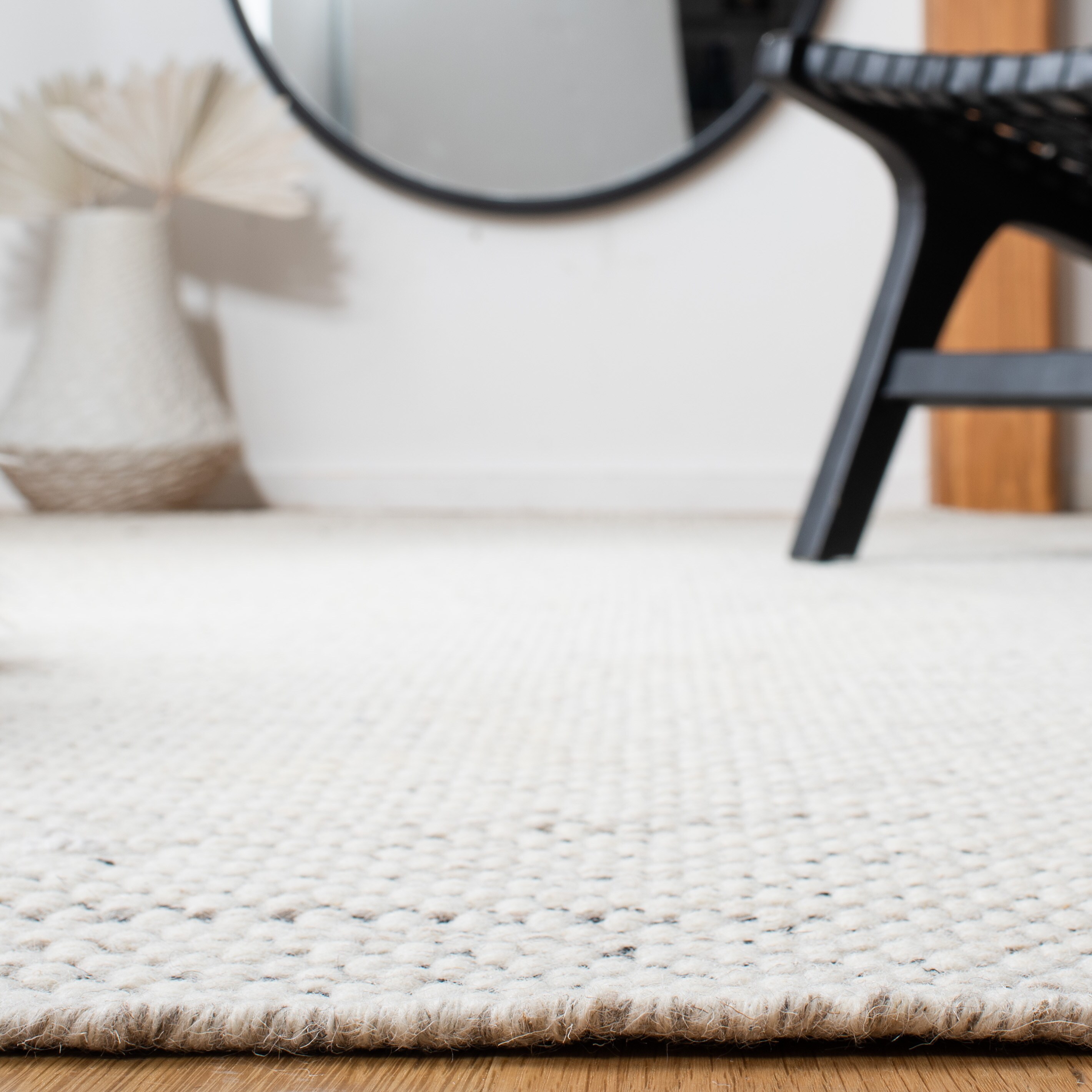 Ivory Flat Woven Wool 8' x 10' Handmade Area Rug