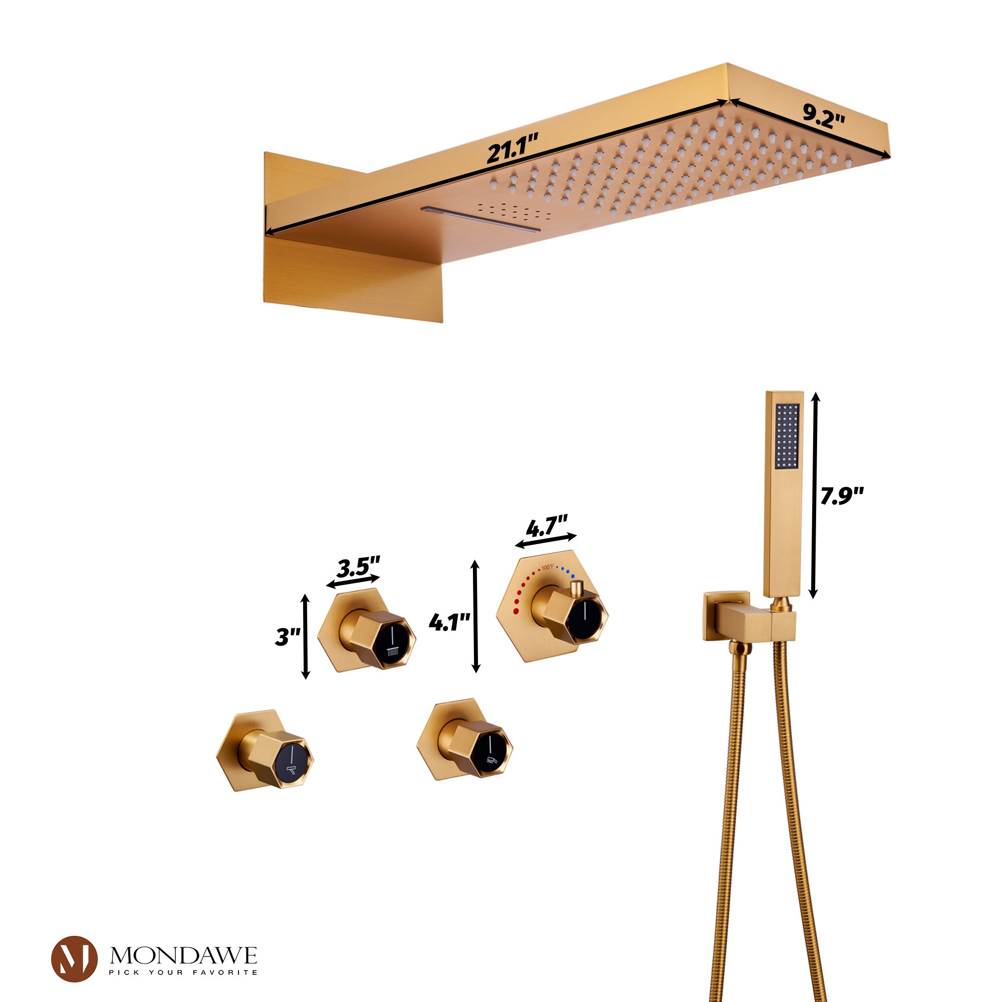 LUCKY ONE MD6086-BG Showerhead-Bar-Panels - View #8