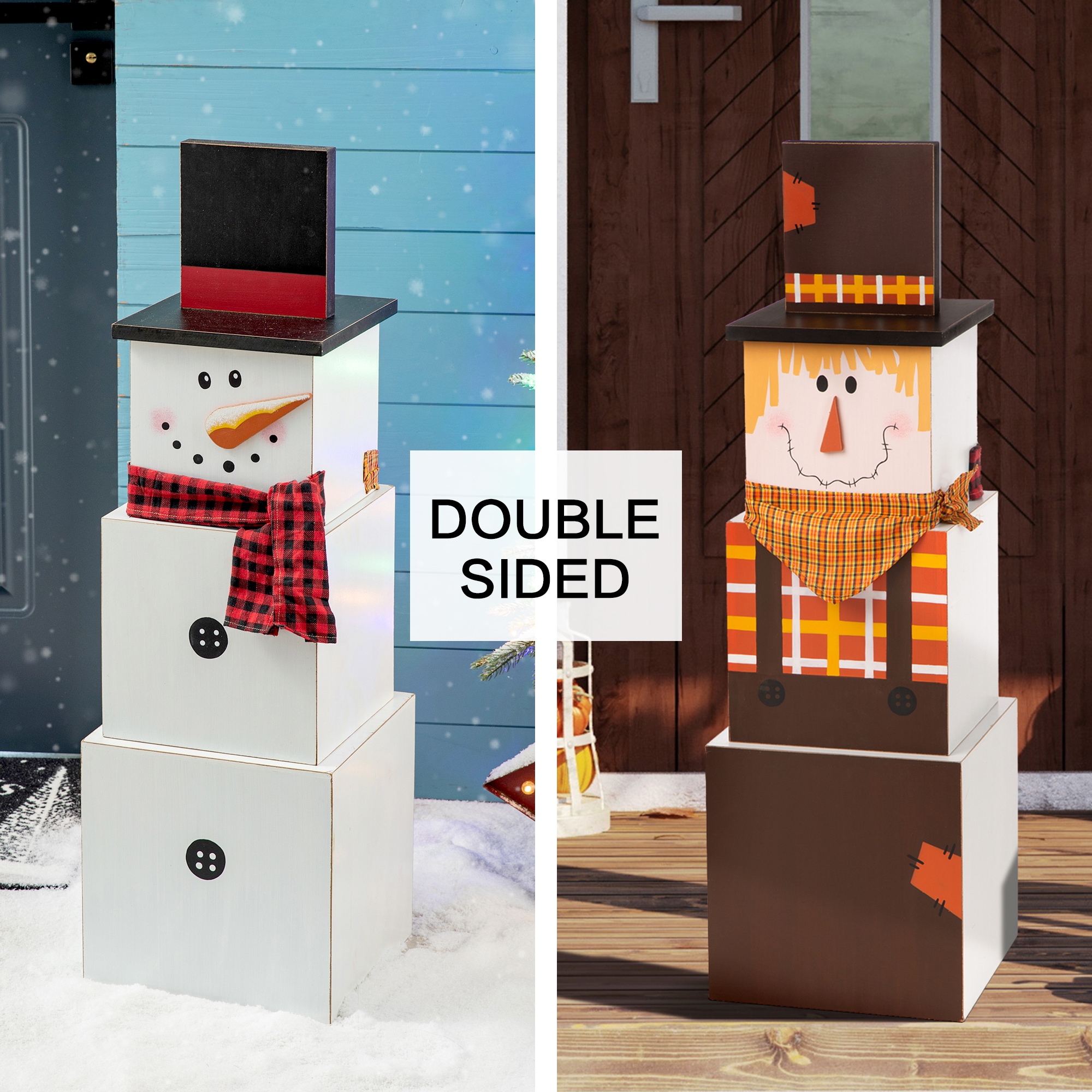 Twowood 1 Set Snowman Decoration Eye-catching Wear Resistant Wood