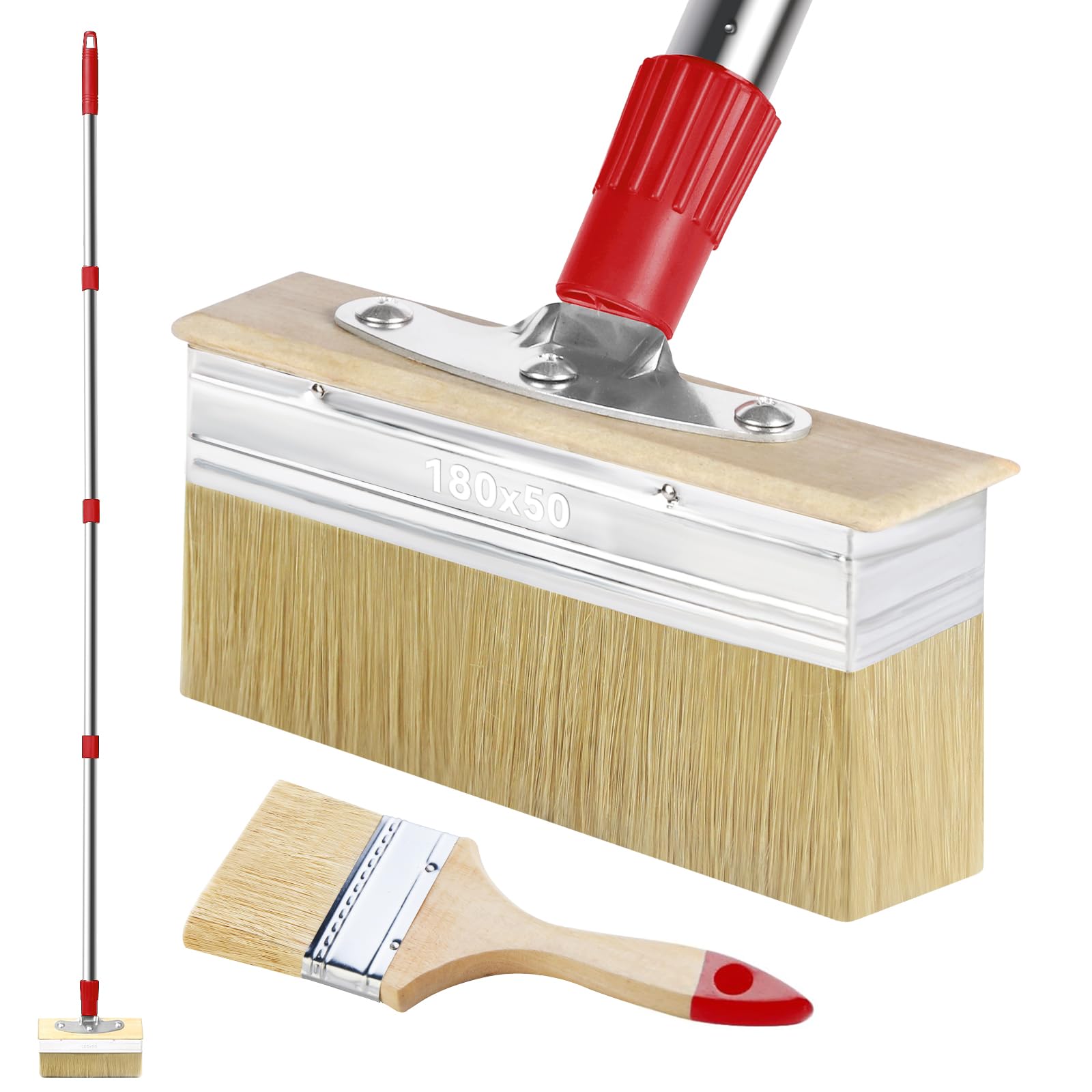 Misopily  60 Long Handle Deck Stain Brush Applicator with 7 Wide Brush and 3 Paint Brush for Wood Stains Deck Coatings Fence and Furniture Paints