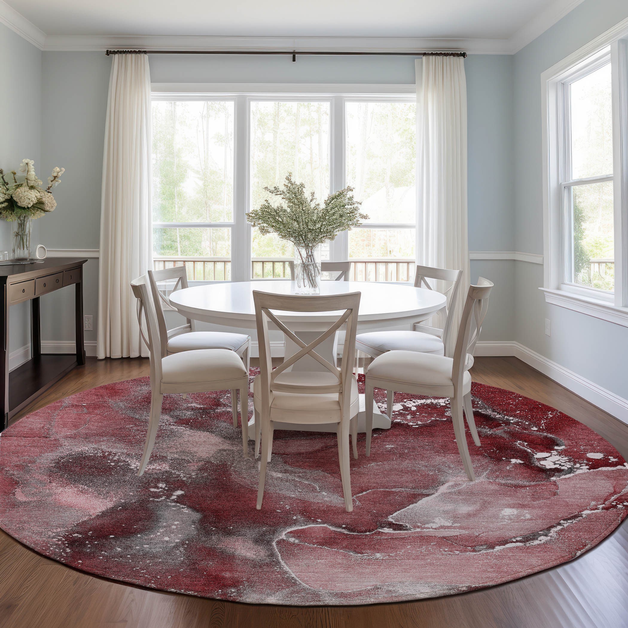 Addison Rugs ACN518MM8RO Chantille ACN518MM 8 x 8 (ft) Polyester Merlot Round Indoor/Outdoor Abstract Machine washable Area rug