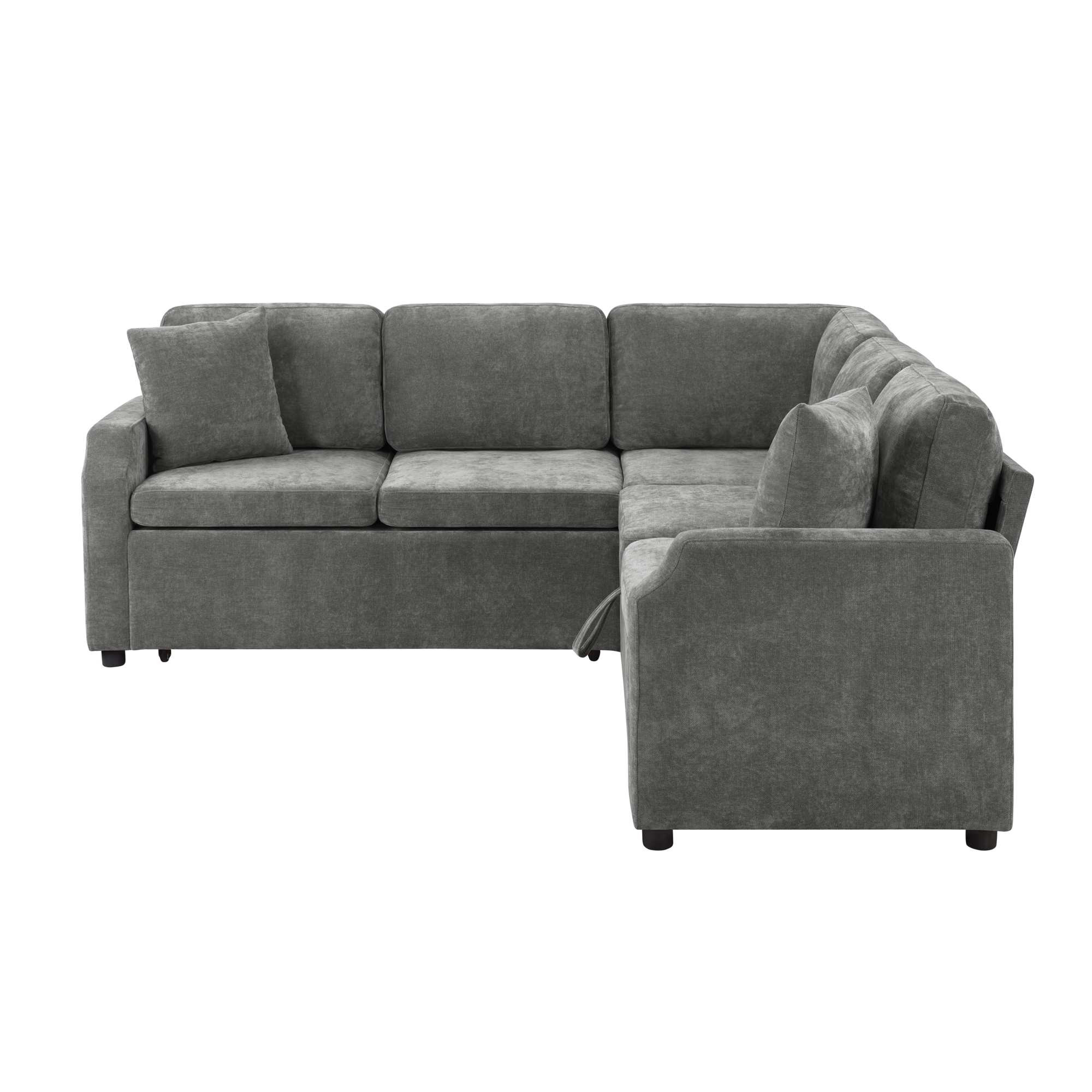 HyperDrop Cart 81.9-in Gray Upholstered L-Shaped Sectional Sofa Bed with Hidden Storage Compartment