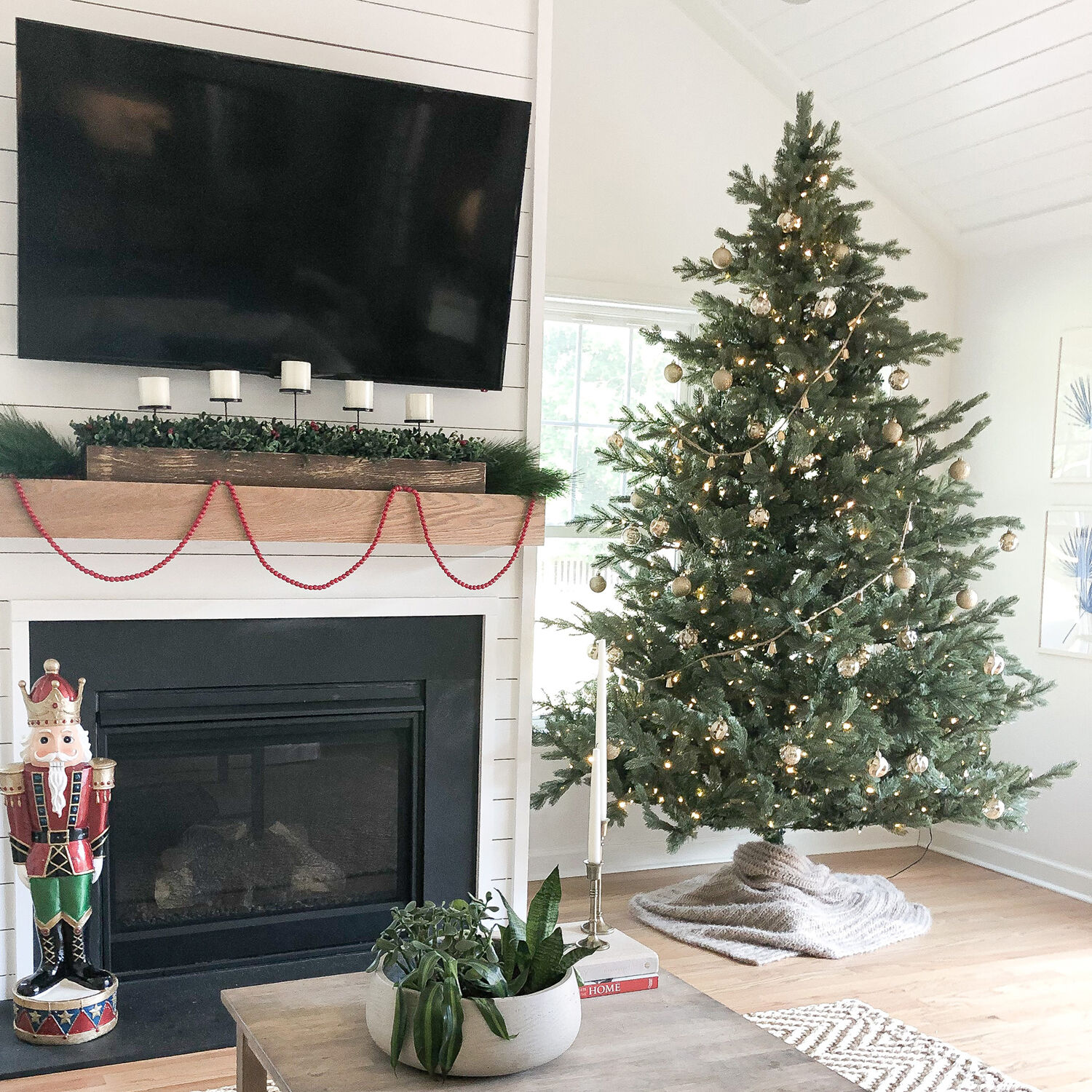 7.5-Ft White Foxtail Pine Artificial Christmas Tree with Smart Lights