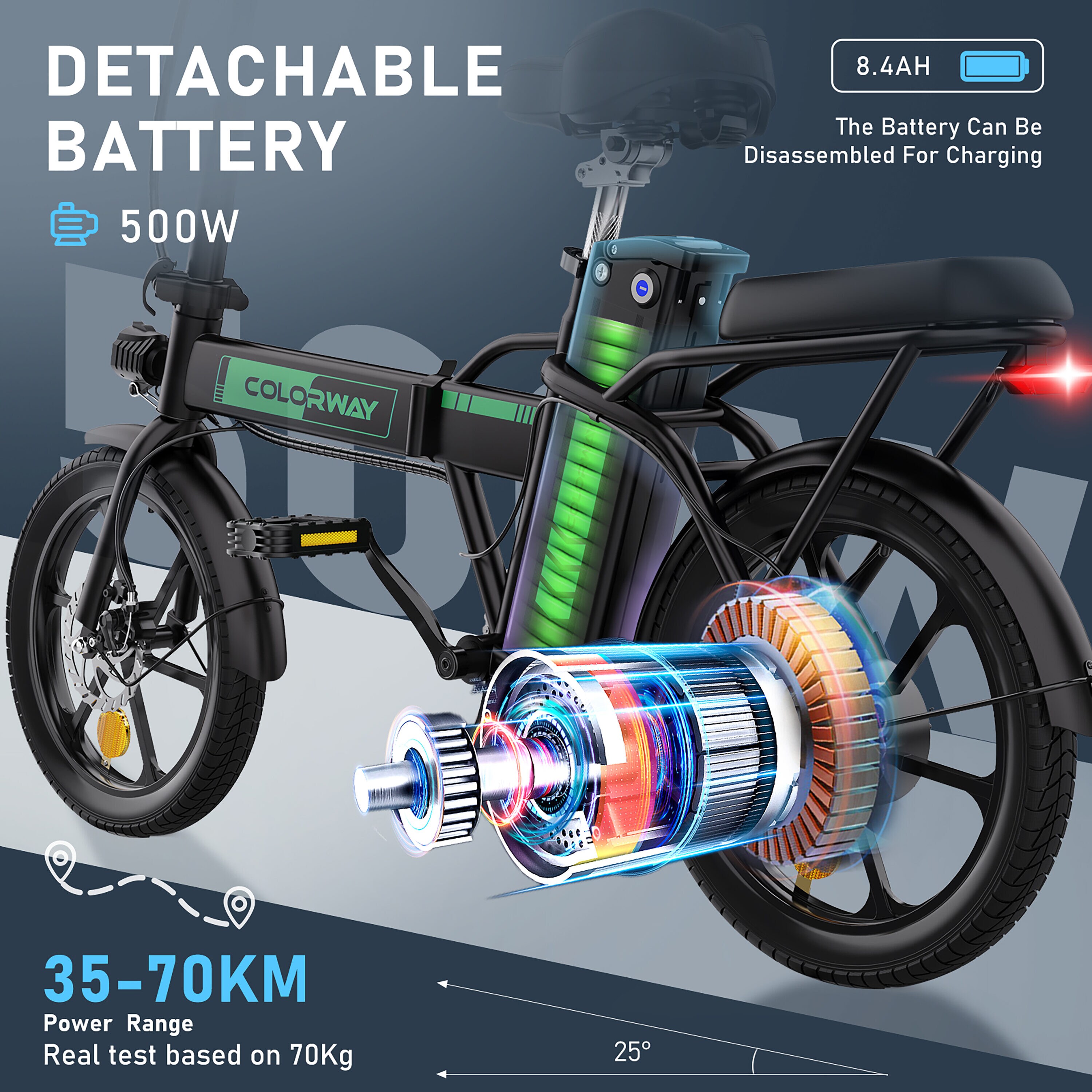 Bk5m Colorway Electric Bike 500w84ah36v Full Suspension Foldable E Bicycle 16 In Wheel 7 3185