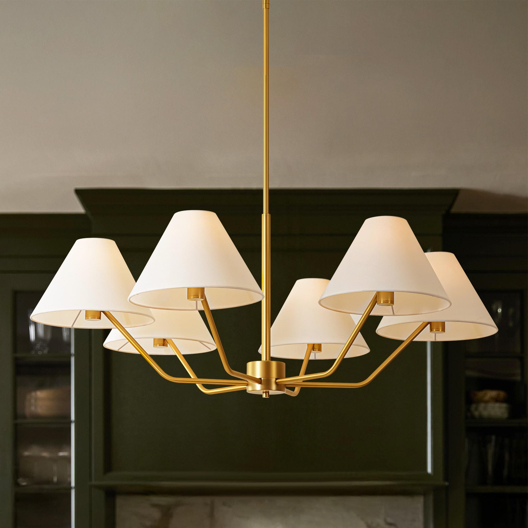 Y'INSP Burke 6 -Light Brushed Gold Fabric Metal Chandelier