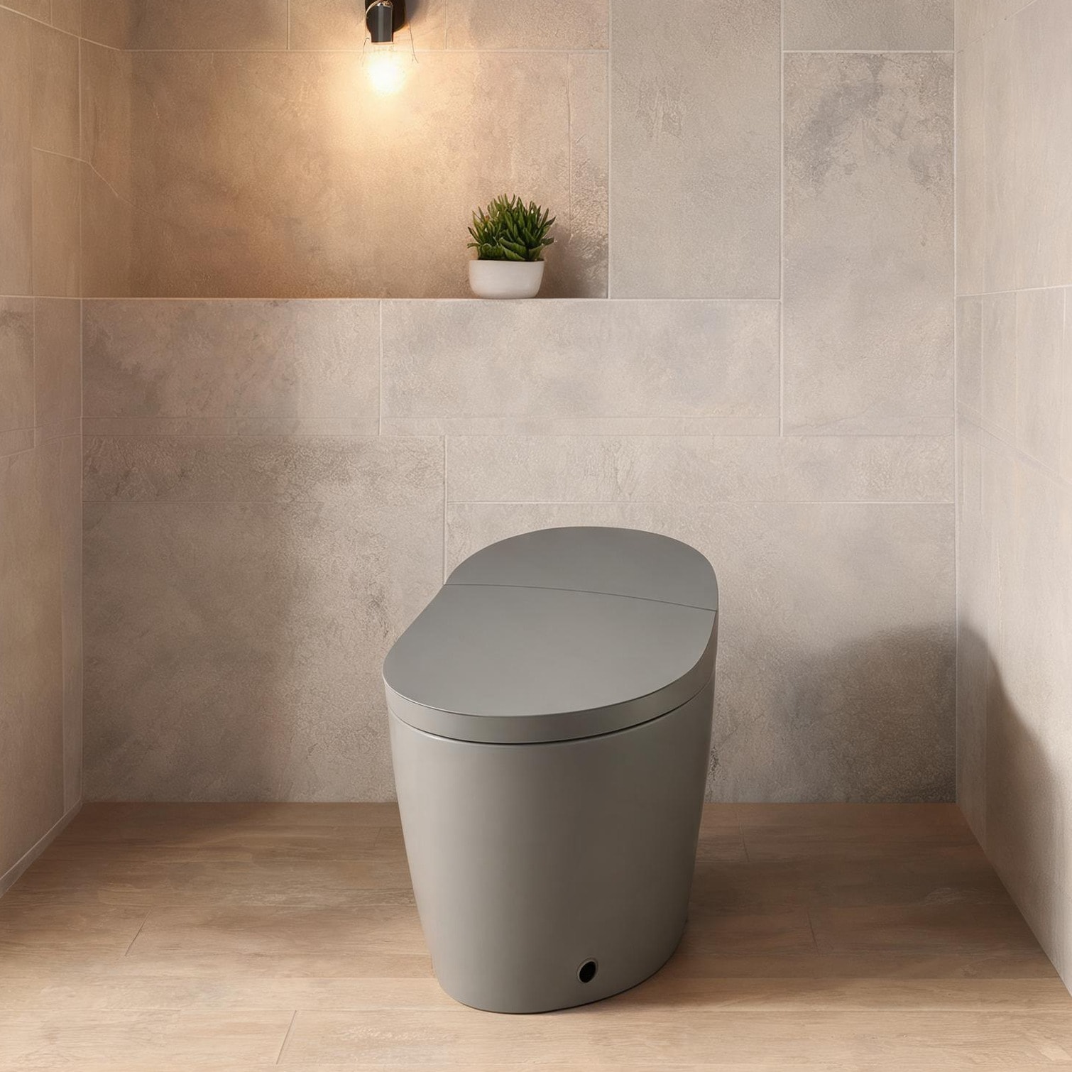 Naturefalls - Elongated One-Piece Smart Toilet with Bidet Heated Seat Automatic Flush Gray-Toned ...
