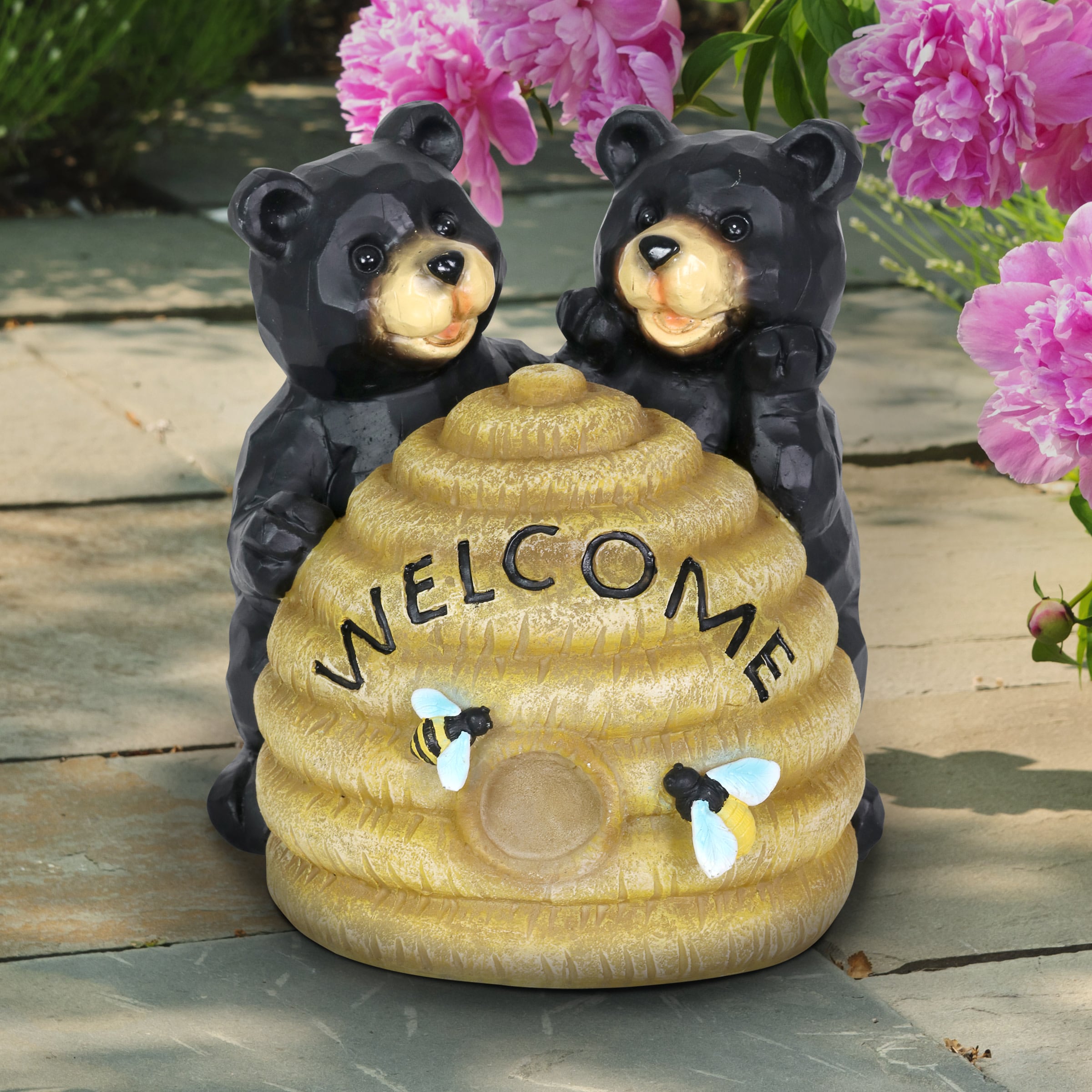 Exhart Welcome to Our Home Hand Painted Bee Hive Garden Statue