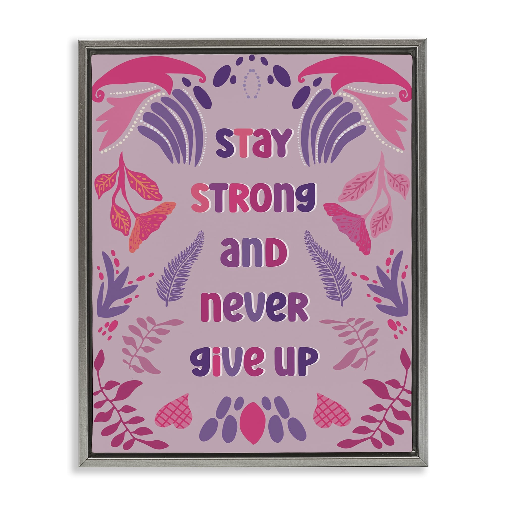 Stupell Industries BS-420-FFL-16X20 Never Give Up on Purple Floating Frame design by Julia Fox