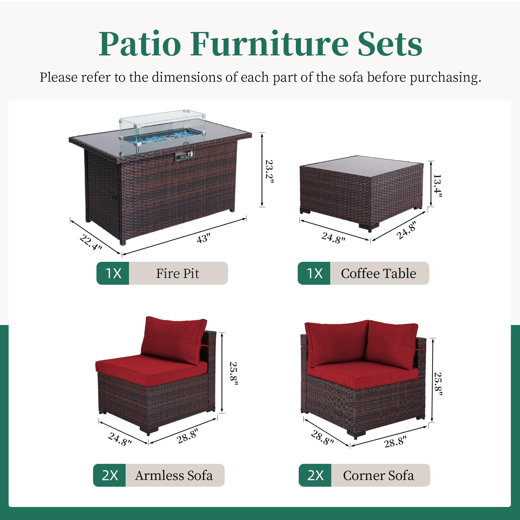UPHA TBSF-AB43BR-RED Patio-Conversation-Sets - View #3