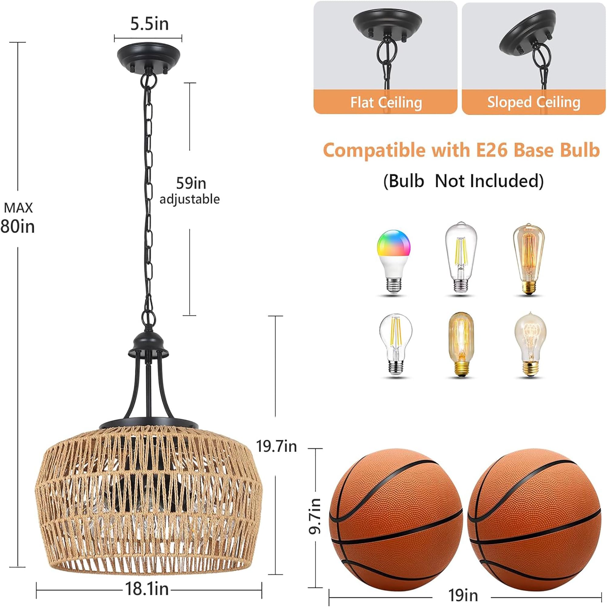 Fun Orange FUNQ3DJ25 Pendant-Lights - View #2