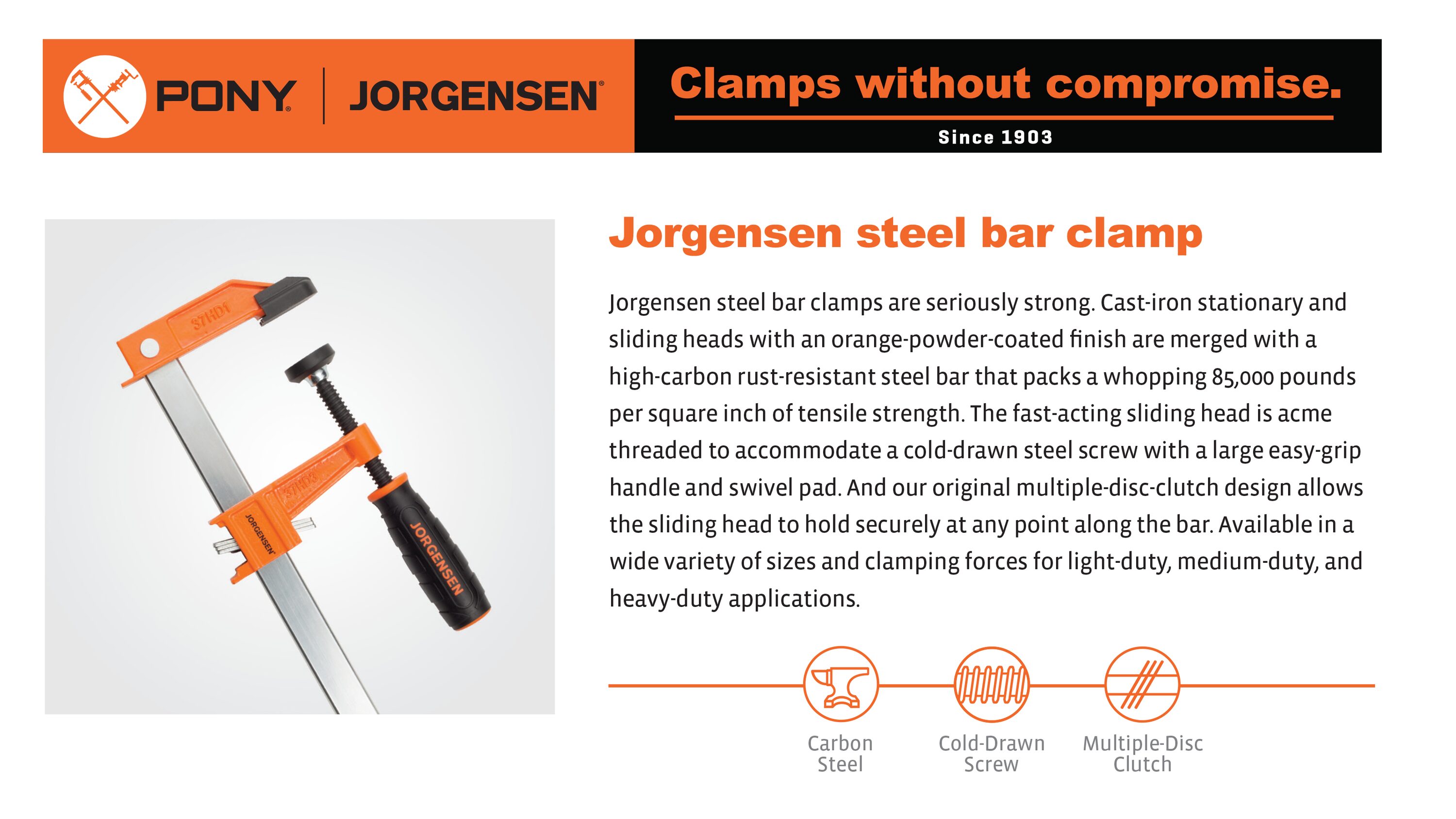 Jorgensen 3718-HD 18 In. Heavy Duty Steel Bar Clamp