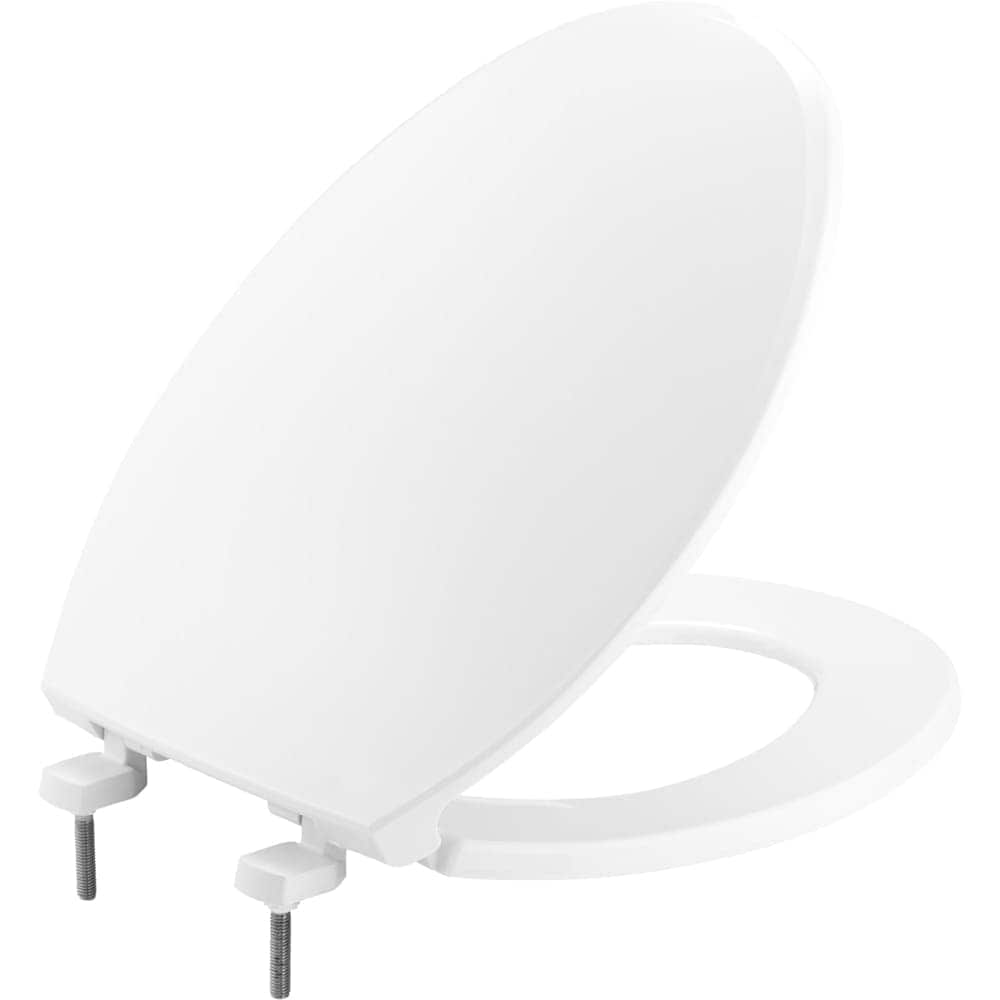 Bemis  Elongated Hospitality Plastic Toilet Seat in White with STA-TITE Commercial Fastening System
