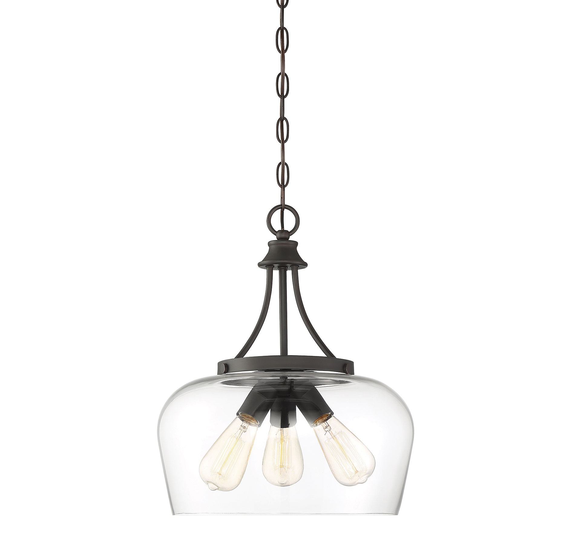 English Bronze Glass Transitional Pendant Light