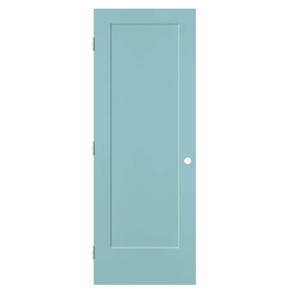 Masonite 826022 24-in x 80-in Sea Mist Hollow core 1-panel square Right hand Smooth Prefinished Molded composite Flat Jamb Single Prehung Interior Door