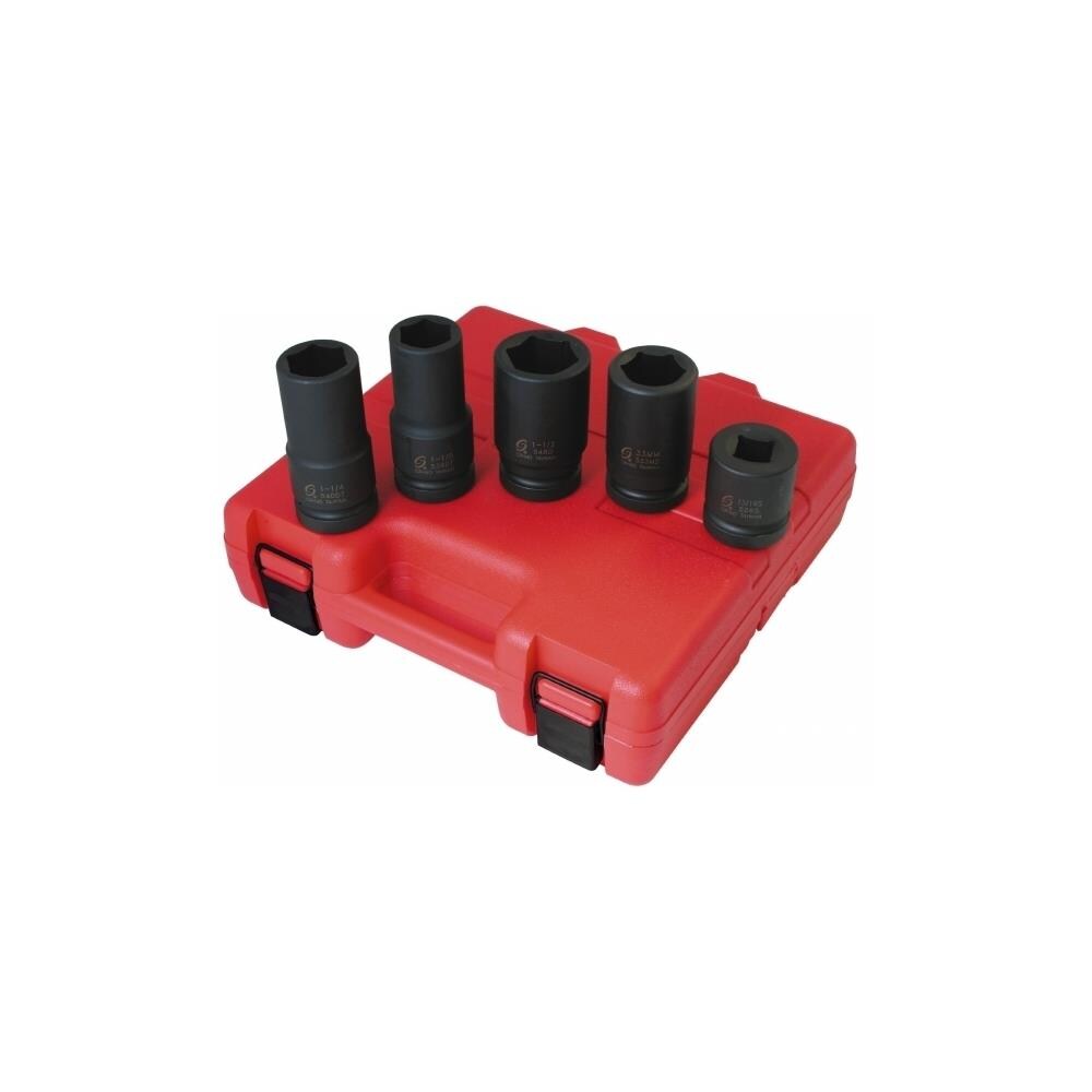 Sunex Tools ISN15845 Sunex SUN5685 1 in. Drive SAE and Metric Wheel Service Impact Socket Set- 5 Piece