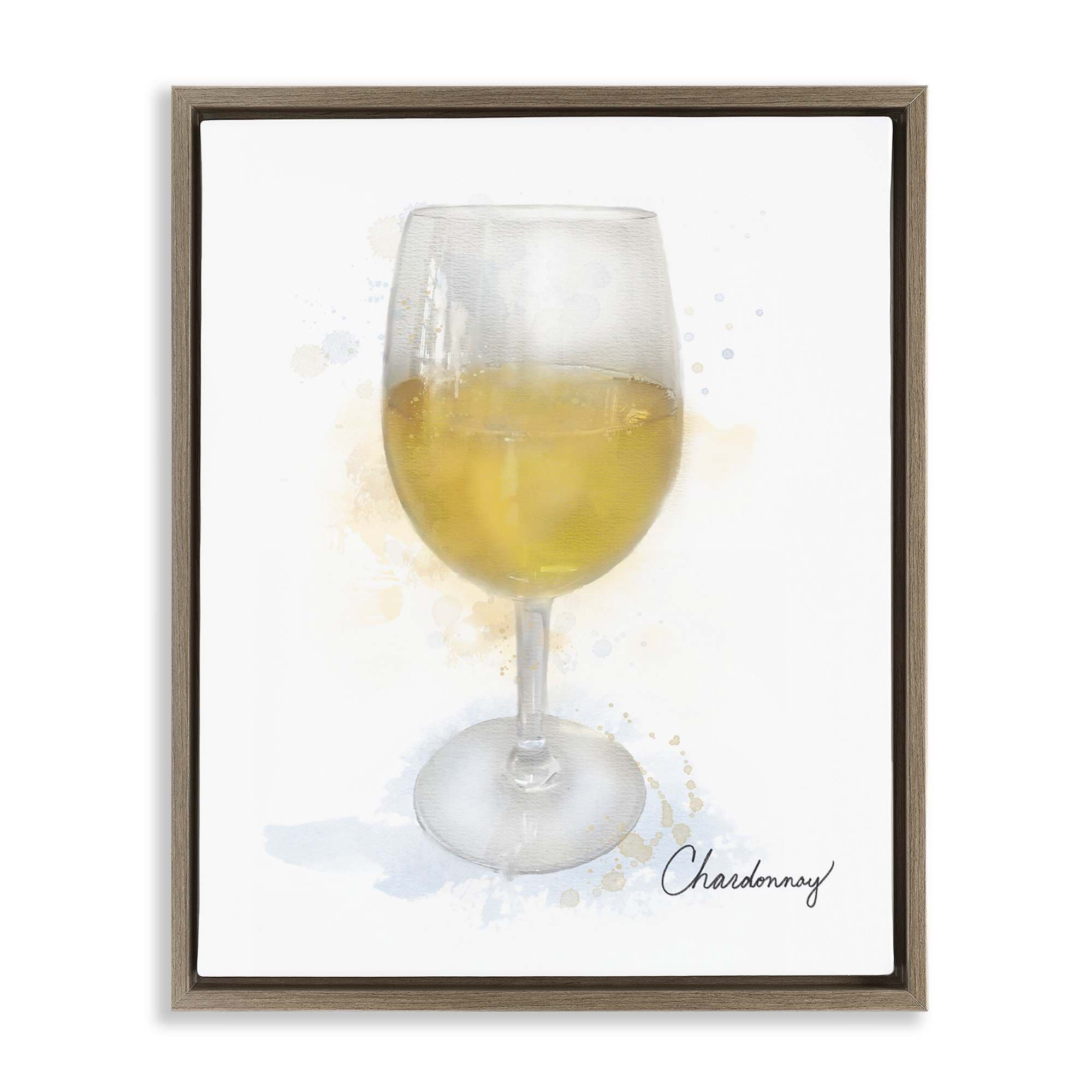 Stupell Industries BS-514-FFE-16X20 Modern Chardonnay in Glass Floating Frame design by Matthew Piotrowicz
