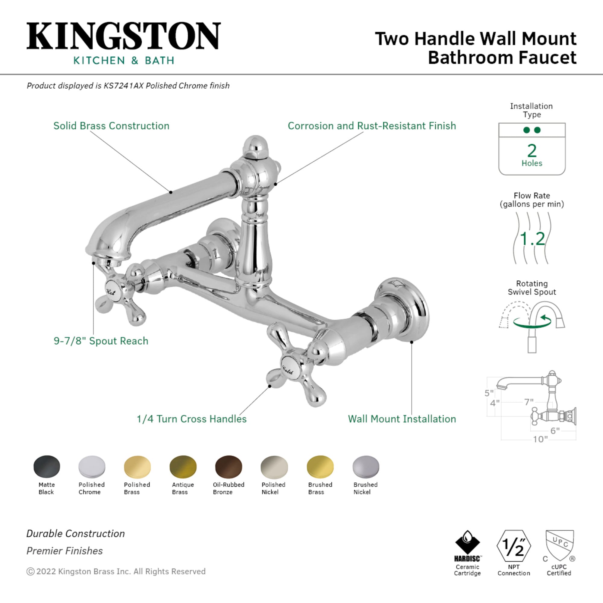 Kingston Brass WLKS7246AX Lavatory-Faucets - View #2